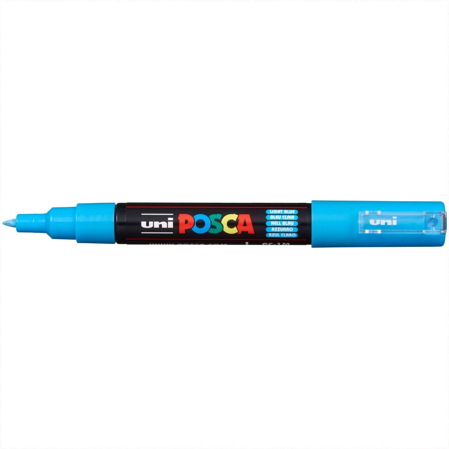 POSCA-Marker PC-1MC 0,7-1mm in hellblau von uni, ideal für präzises Zeichnen und Schreiben.