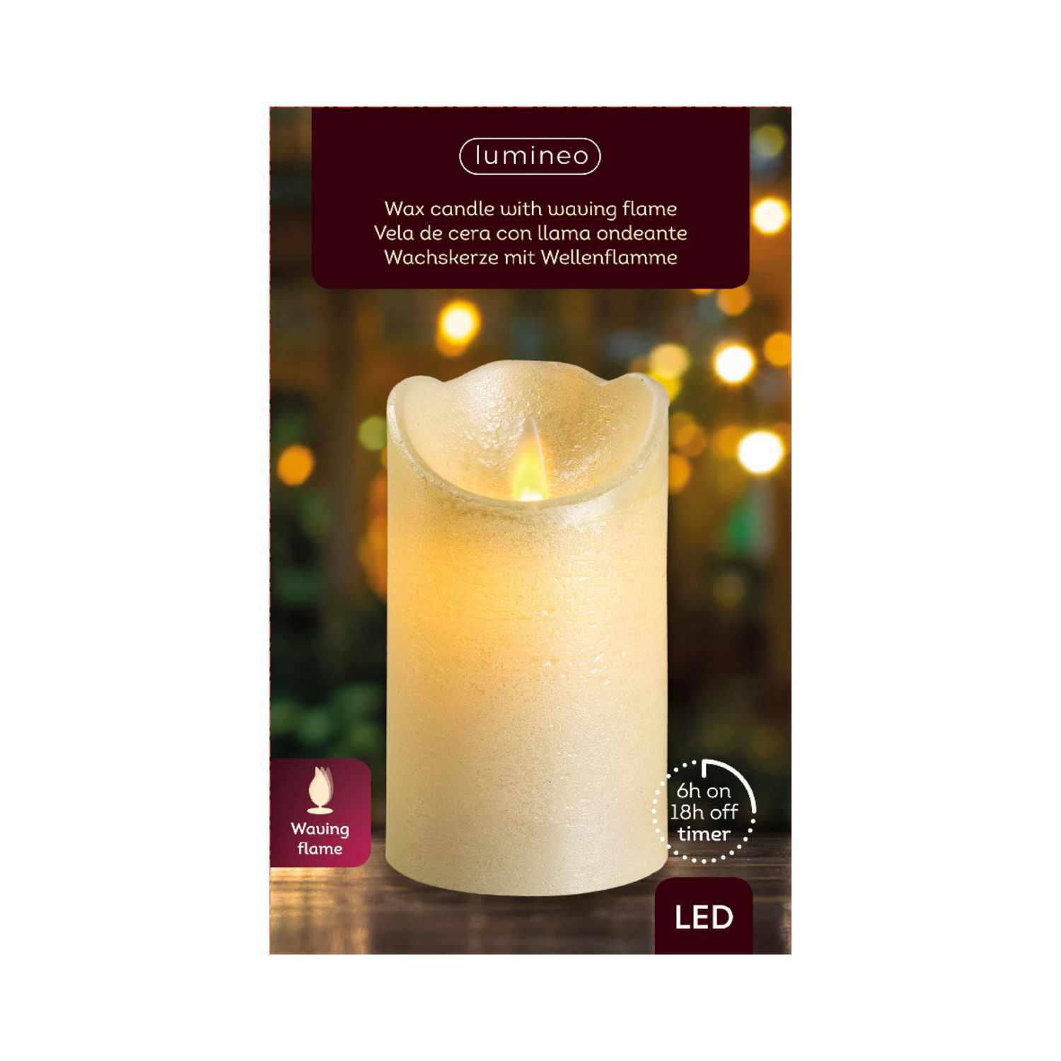 LED-Wachskerze mit Timer batteriebetrieben creme 7,5x12,5cm