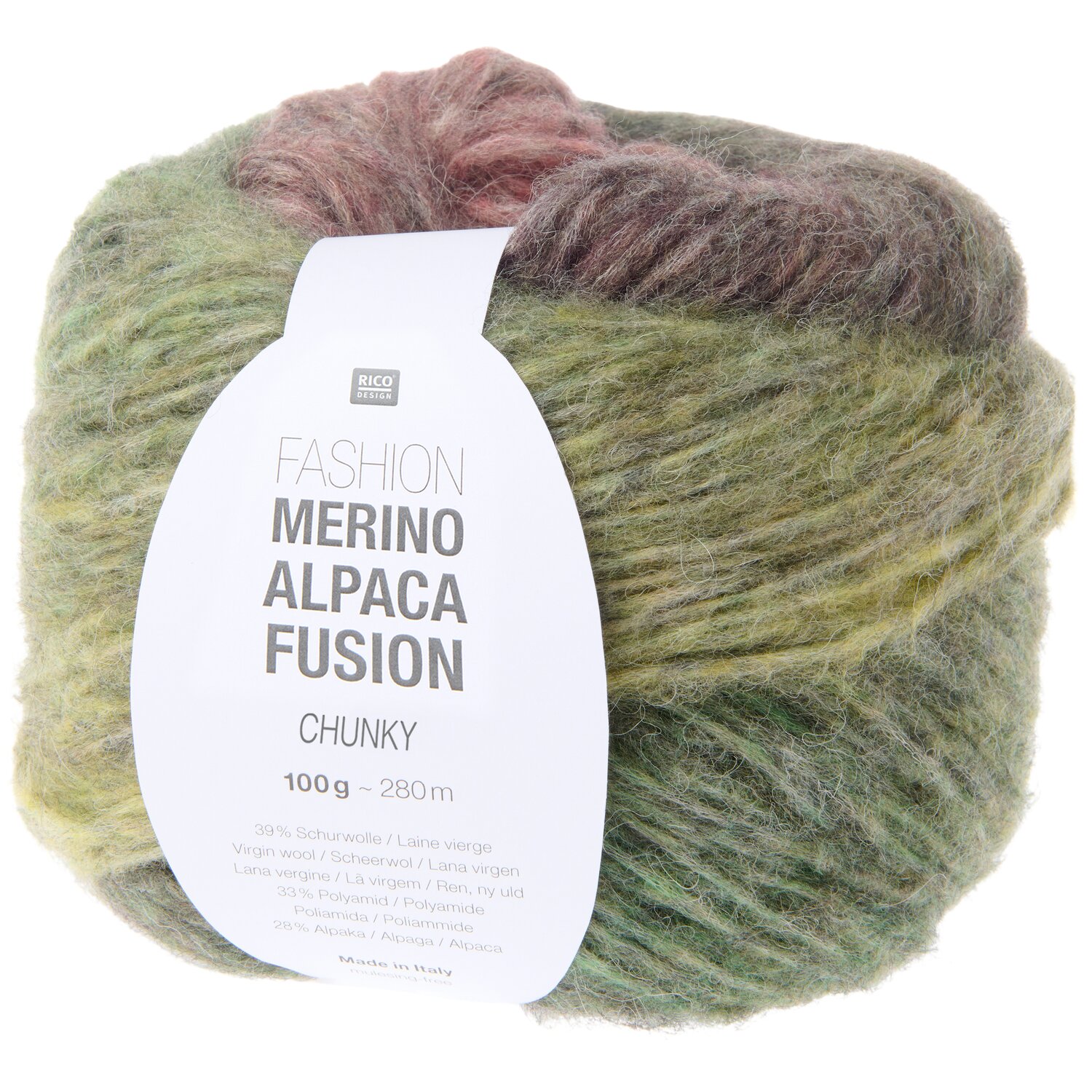 Fashion Merino Alpaca Fusion Chunky Strickset Schal Modell 23 aus Lovewool No. 23, mehrfarbiges Garn Warm Shades von Rico Design, Knäuel mit Etikett, 100g 280m