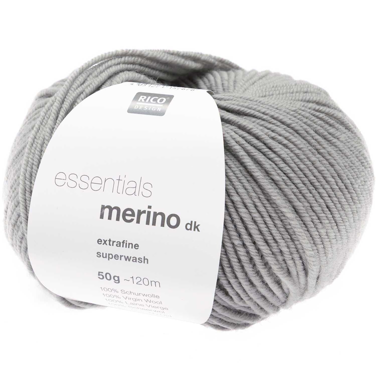 Essentials Merino dk 50g 120m Farbe Aqua von Rico Design Essentials Merino dk Wolle von Rico Design in Aqua, 50g Knäuel, ideal für Strickprojekte.