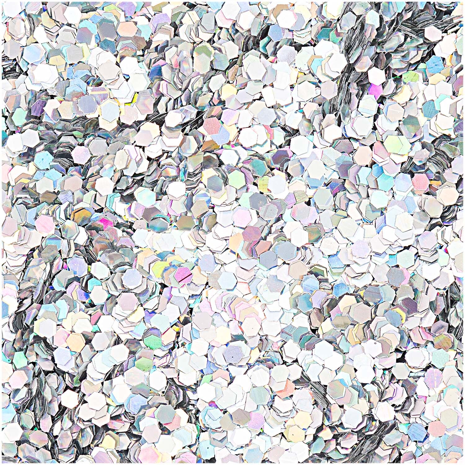 Hologramm Glitter große Flakes 17g von Rico Design in schimmerndem Silber, ideal für kreative Bastelprojekte.