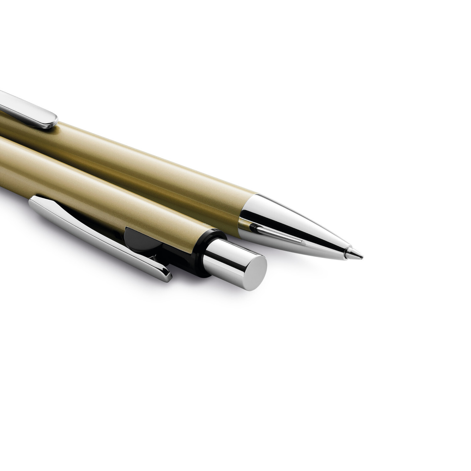 Kugelschreiber Snap Metallic K10 in elegantem Gold mit glänzenden silbernen Akzenten.