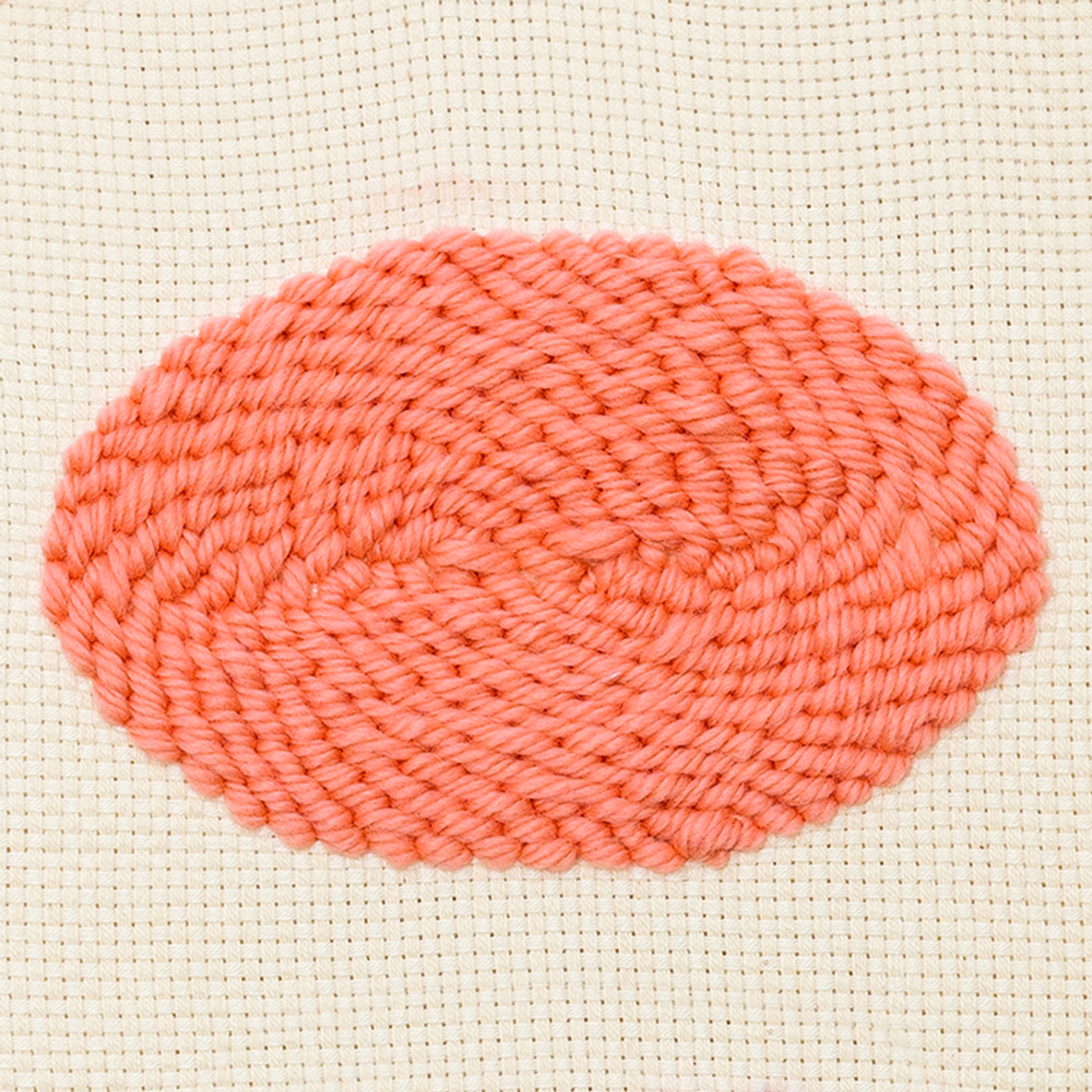Punch Needle Beispiel von Plattstich in Runden gestickt