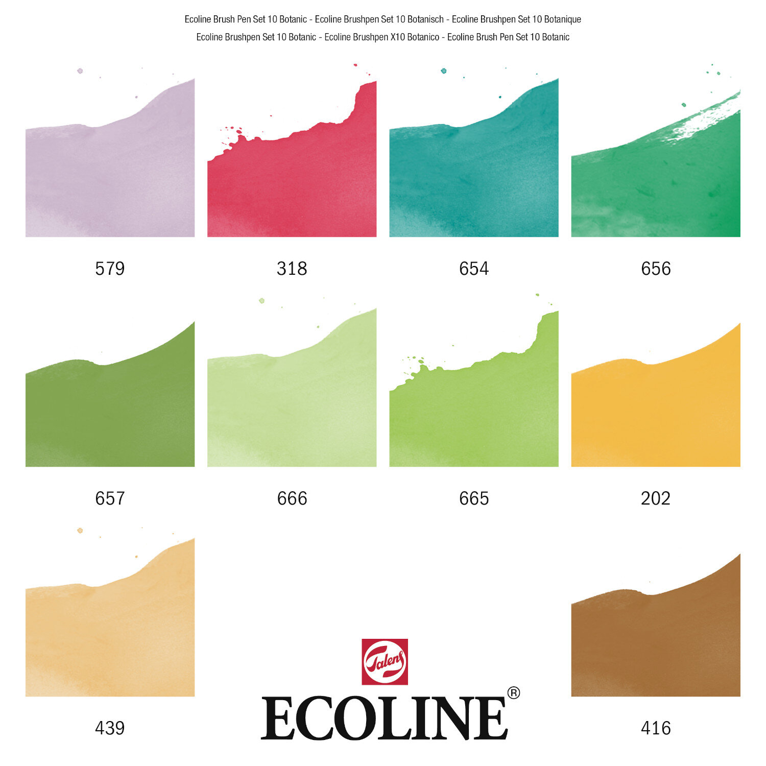 Ecoline Brush Pen Set Botanik  10 Stück  von Royal Talens