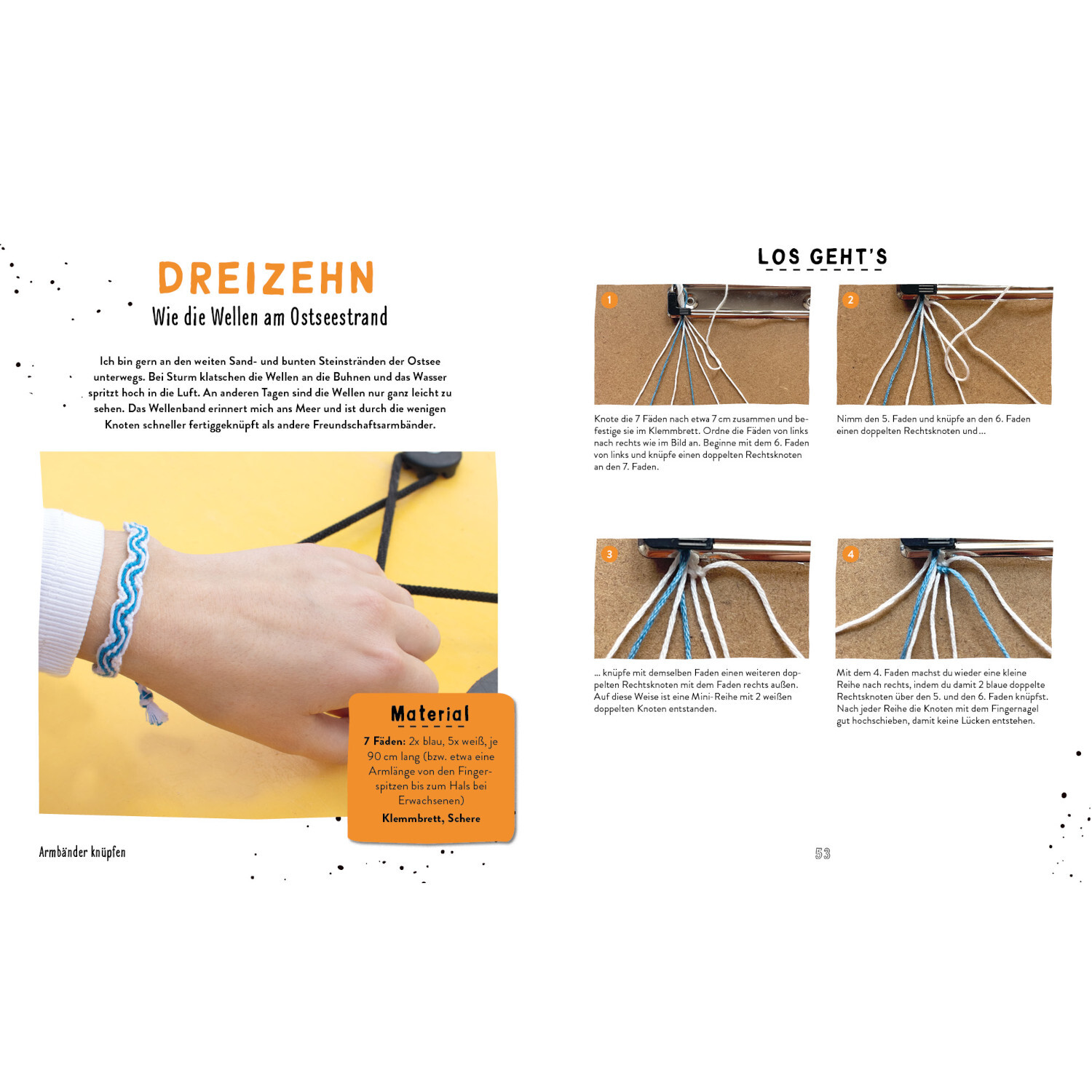 Armbänder für mich und meine Freund*innen von Edition Michael Fischer  Armbänder für mich und meine Freund*innen: Anleitung zur Herstellung eines blauen Wellenarmbands.