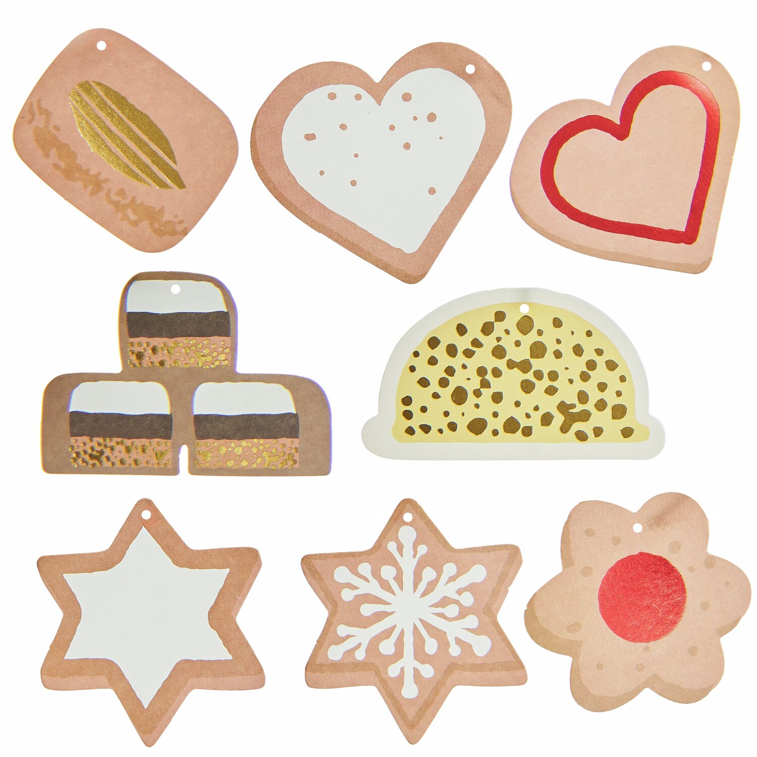 Paper Poetry Geschenkanhänger Cookies: Set aus 8 Anhängern in Keksform, ideal für kreative Geschenkverpackungen.