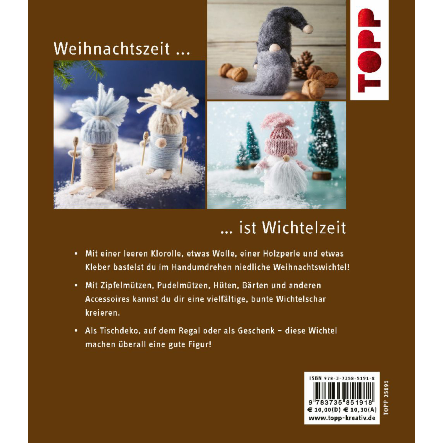 Weihnachtswichtel - Aus Wolle und Klorolle schnell gemacht von frechverlag