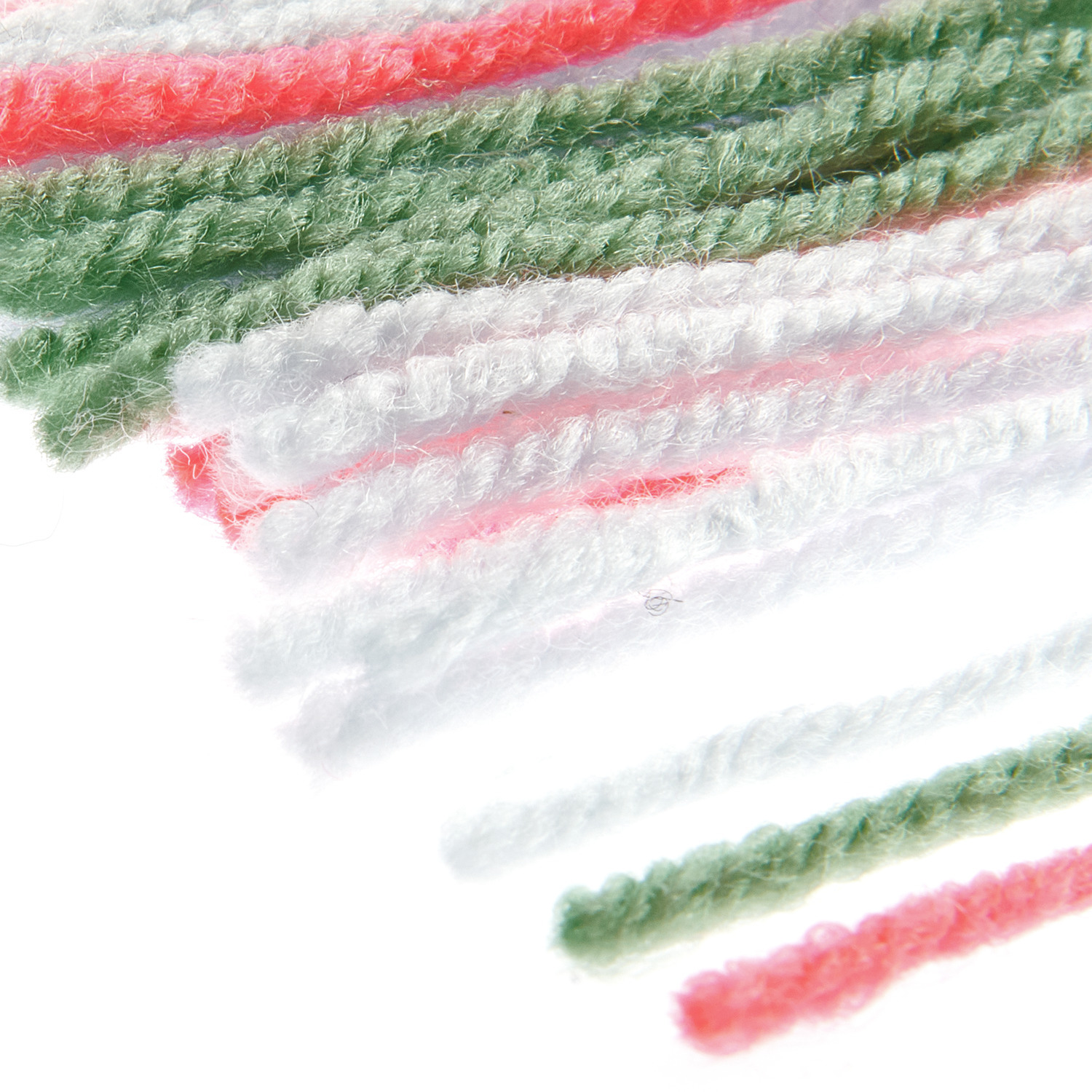 Rico Hooki Hooki Knüpfgarn marmoriert in Grün, Rot und Weiß, ideal für kreative Handarbeiten.