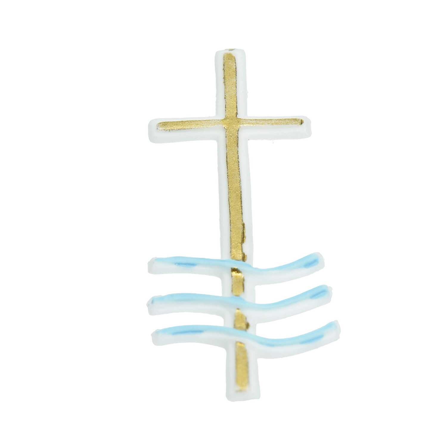 Wachsdekor Taufkreuz bemalt 7,3x2,2cm