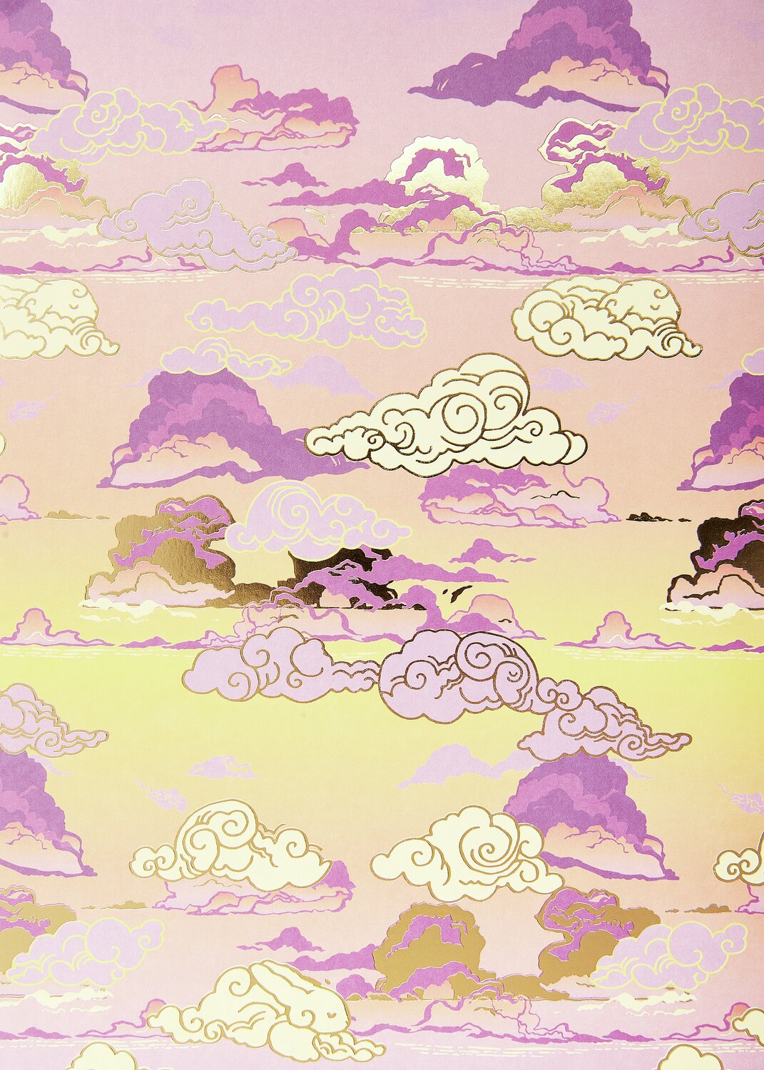 Paper Poetry Motivpapierblock The Sky is the Limit zeigt pastellfarbene Wolken in Rosa und Gelb. Ideal für kreative Projekte und Scrapbooking.