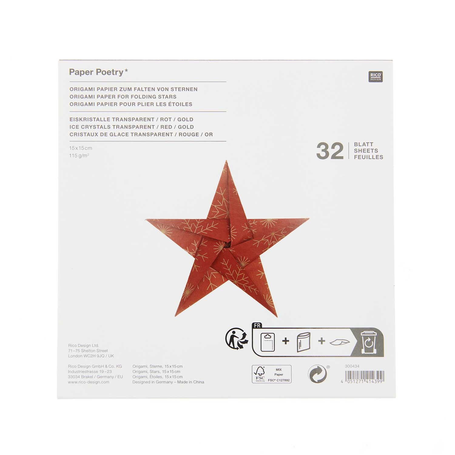 Paper Poetry Bascetta Origamipapier Schneeflocken Rot Paper Poetry Bascetta Origamipapier Schneeflocken Rot