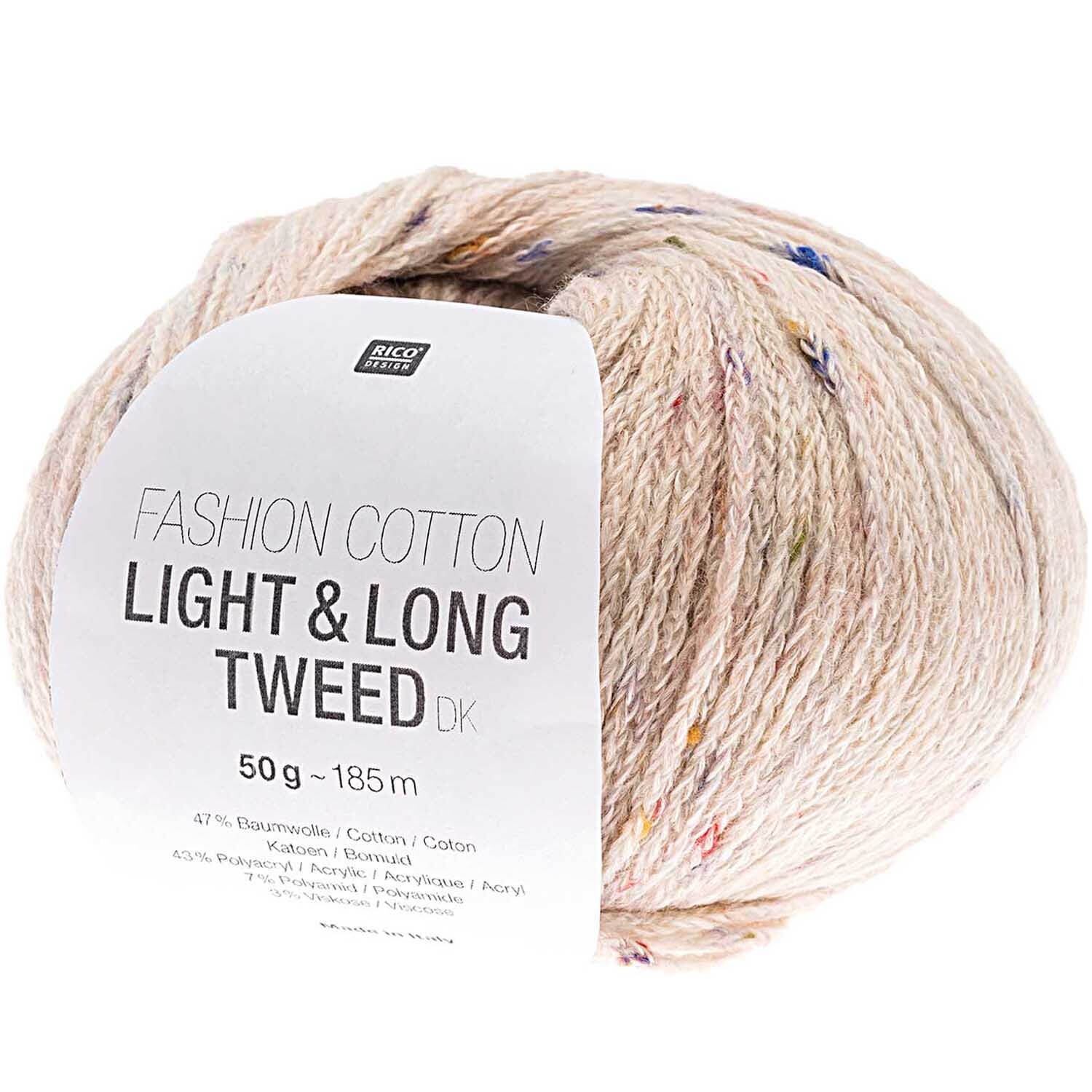 Fashion Cotton Light & Long Tweed dk 50g 185m Farbe Natur von Rico Design Fashion Cotton Light & Long Tweed dk von Rico Design in Naturfarbe, 50g Knäuel mit 185m Länge. Ideal für Strickprojekte.