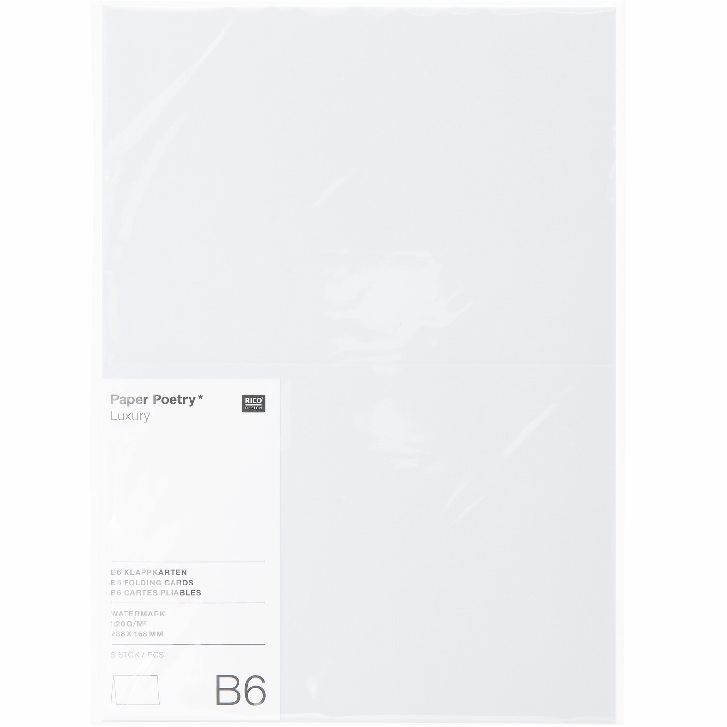 Paper Poetry Luxury Karten B6 5 Stück Farbe Weiß von Rico Design
