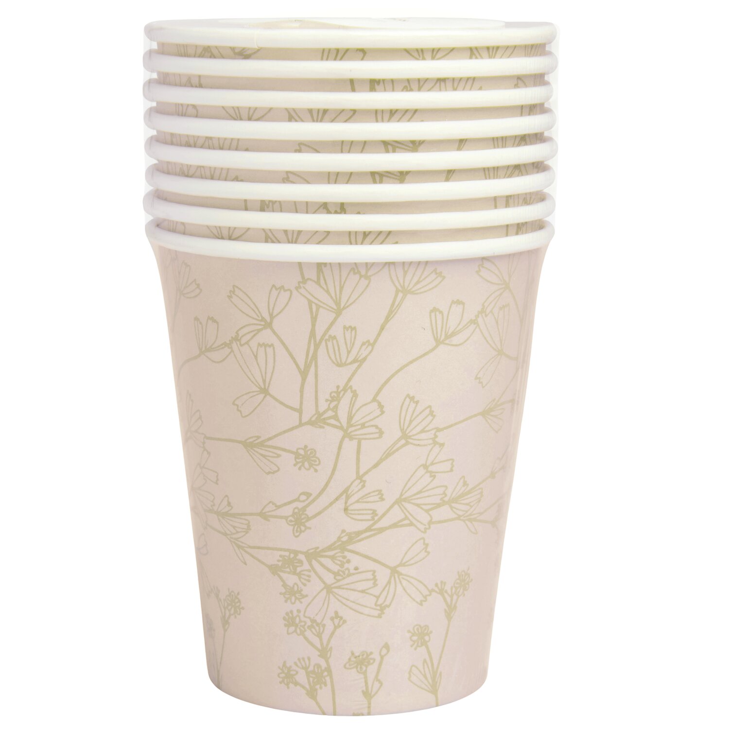 Pappbecher Blumen Apricot/Gold 8 Stück 250ml von Rico Design