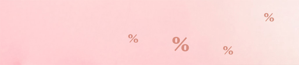 Pinkes Banner, welches von links nach rechts blasser wird und verschieden große dunkelpinke Prozent-Zeichen. 