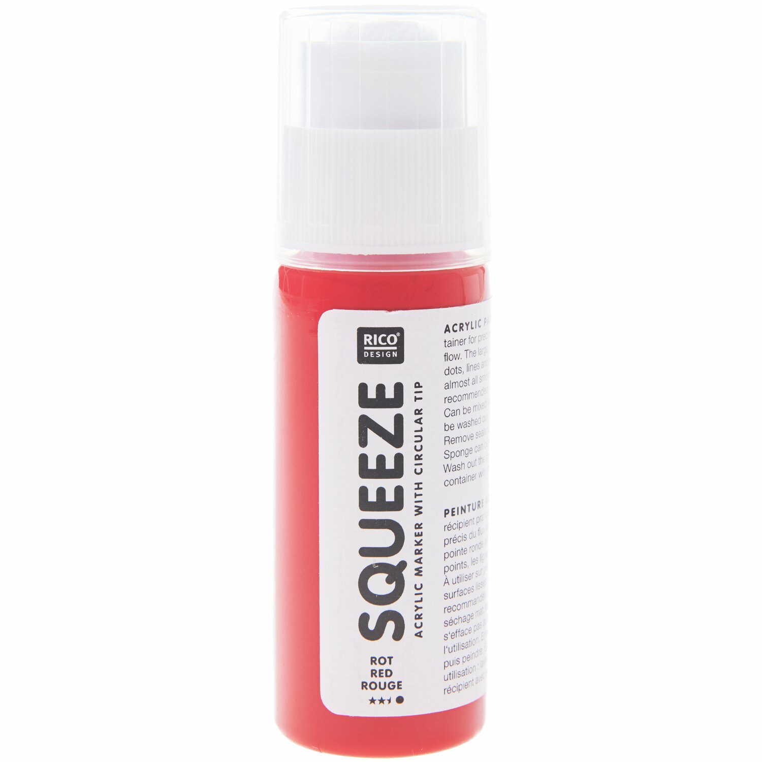 Squeeze Acrylic Marker 60ml, Rot, von Rico Design. Ideal für kreative Projekte, 1 Stück.