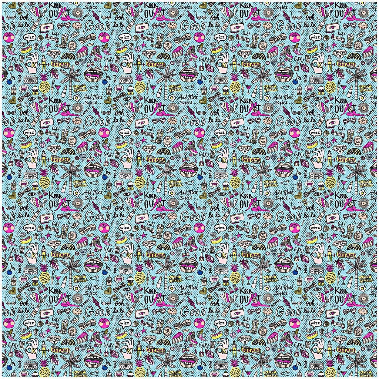 Stoff cool Girls blau-neon 140cm Stoff cool Girls blau-neon 140cm