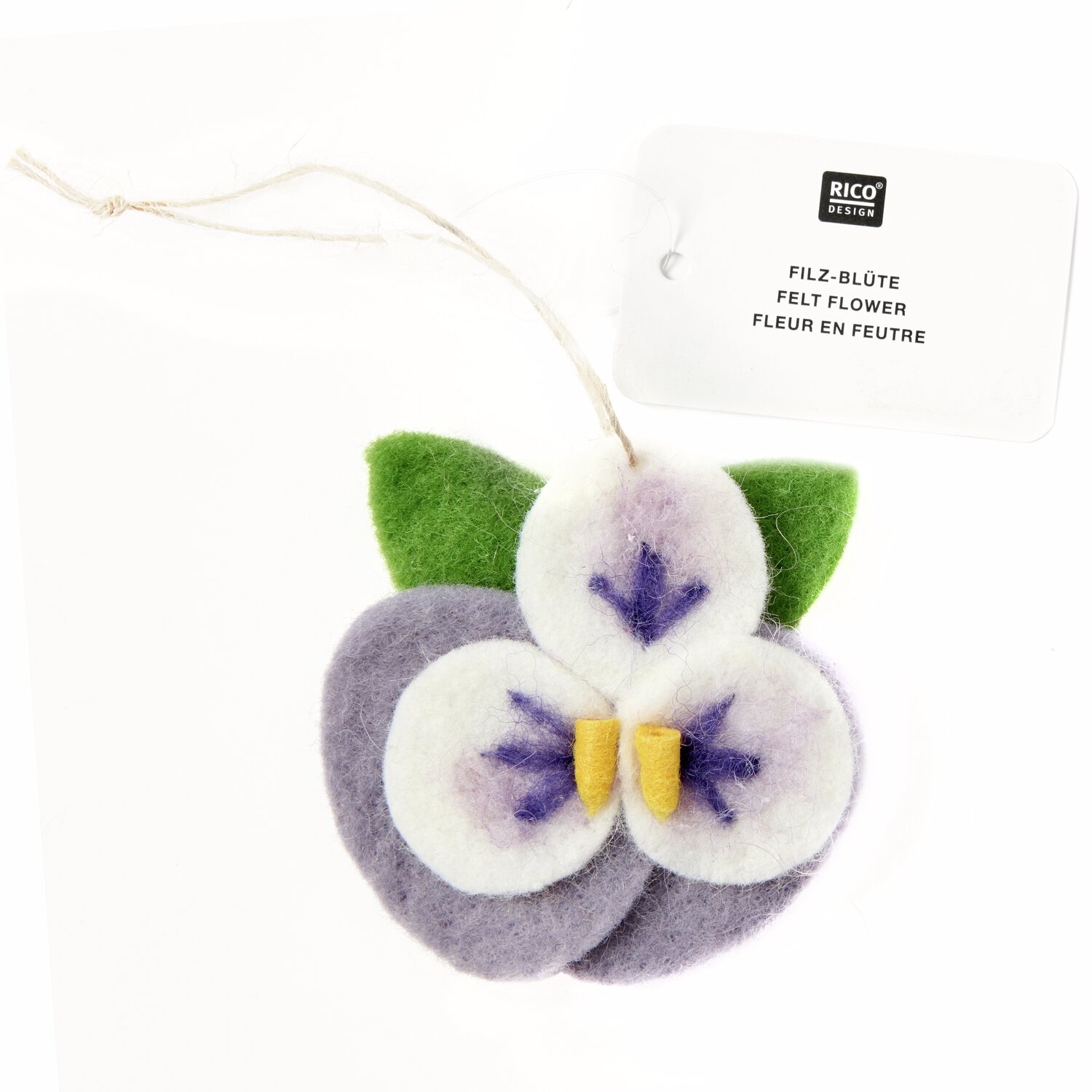 Aufhänger Filz-Blüte Stiefmütterchen 6x7x1,3cm von Rico Design