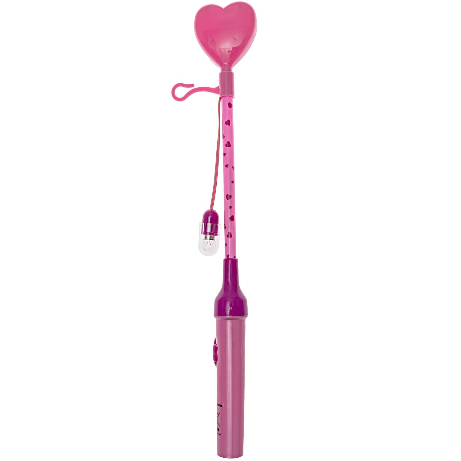 Laternenstab Herz blinkend pink 34cm: Leuchtstab mit Herzform, pink, ideal für Feste und Feiern.