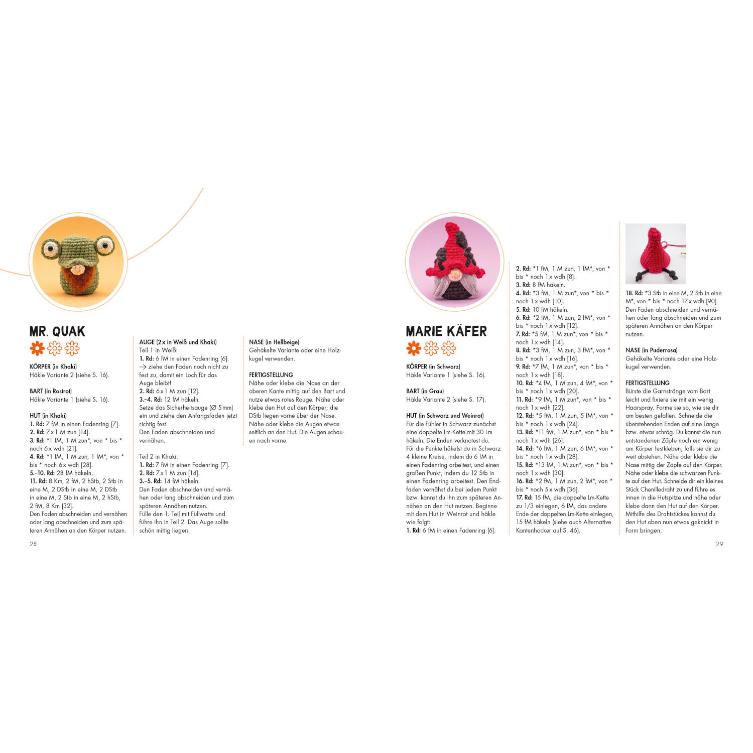Mini-Amigurumis – Süße Wichtel: Anleitung für Mr. Quak und Marie Käfer. Marke EMF.