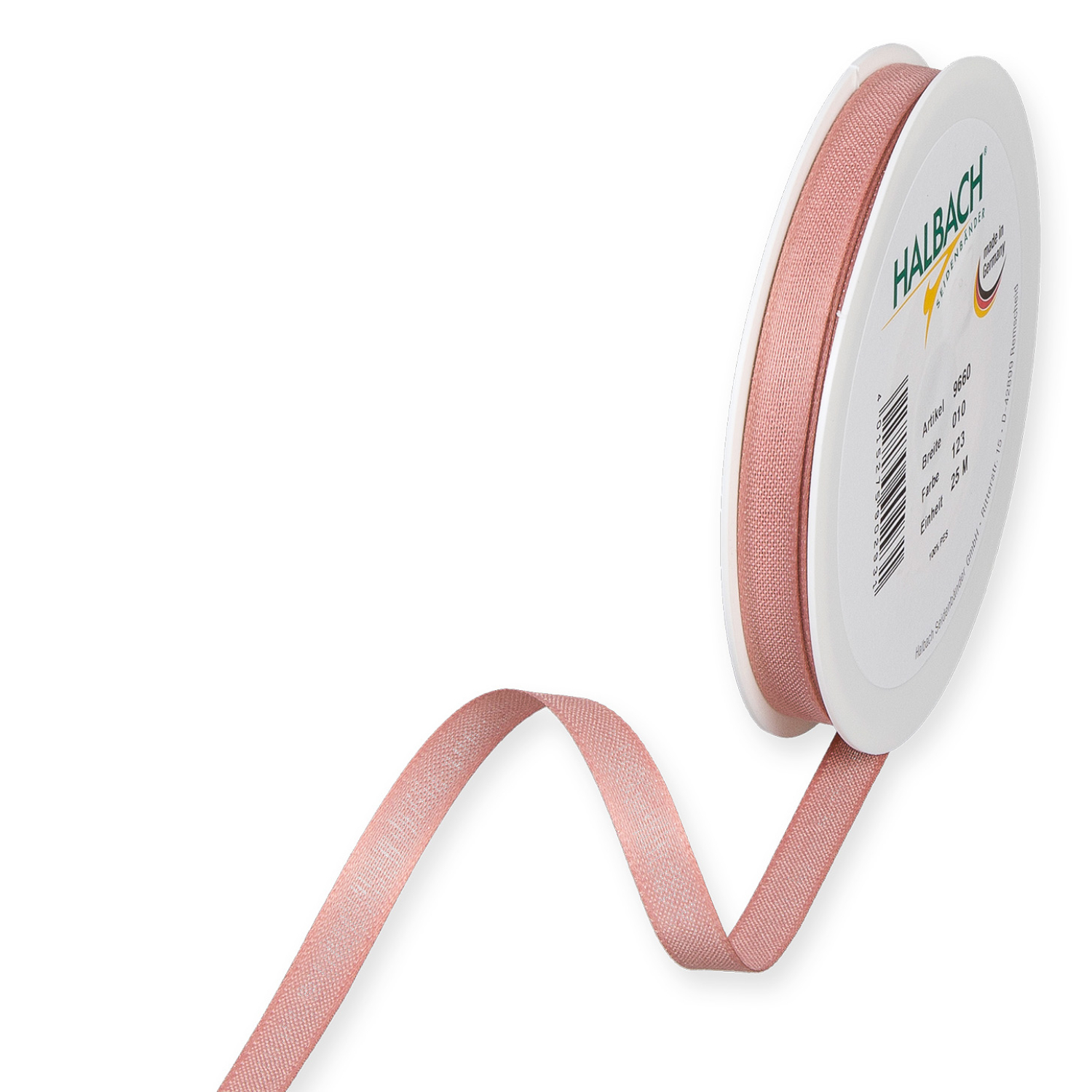 Halbach Dekoband in Baumwolloptik 10mm 7m Rötlich Rosa