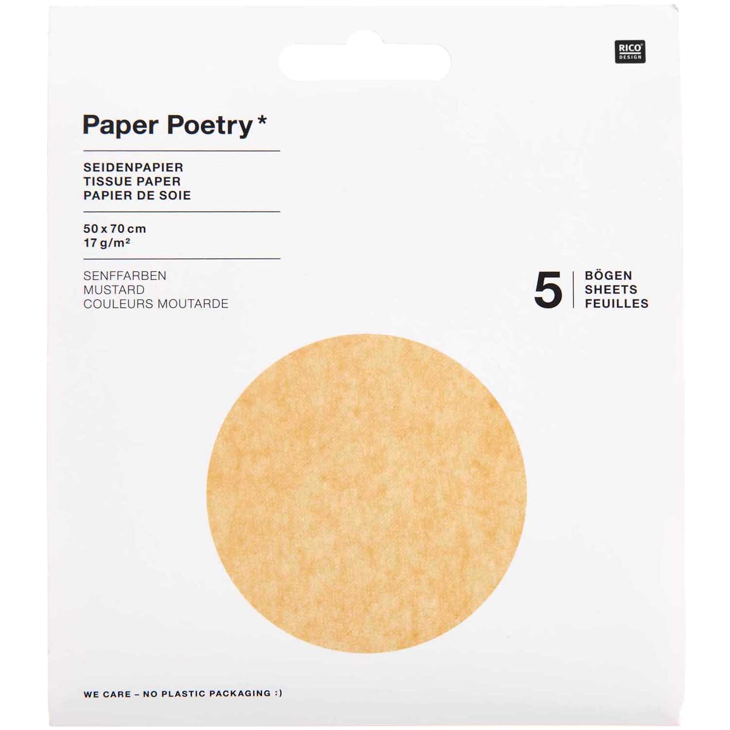 Paper Poetry Seidenpapier 50x70cm 17g/m² 5 Bogen Farbe Helllila von Rico Design