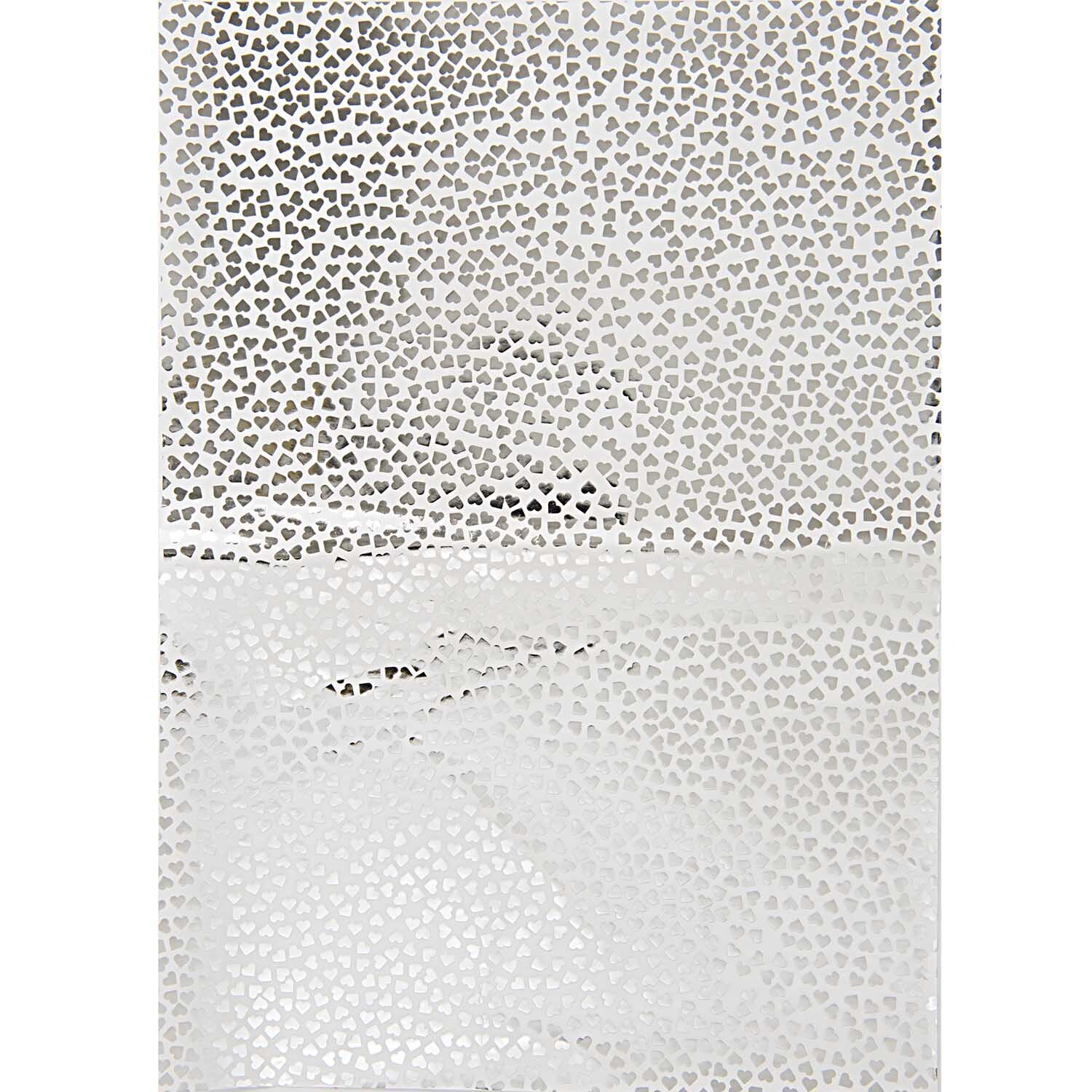 SB Paper Patch Papier Herzen silber 30x42cm 3 Bogen Hot Foil