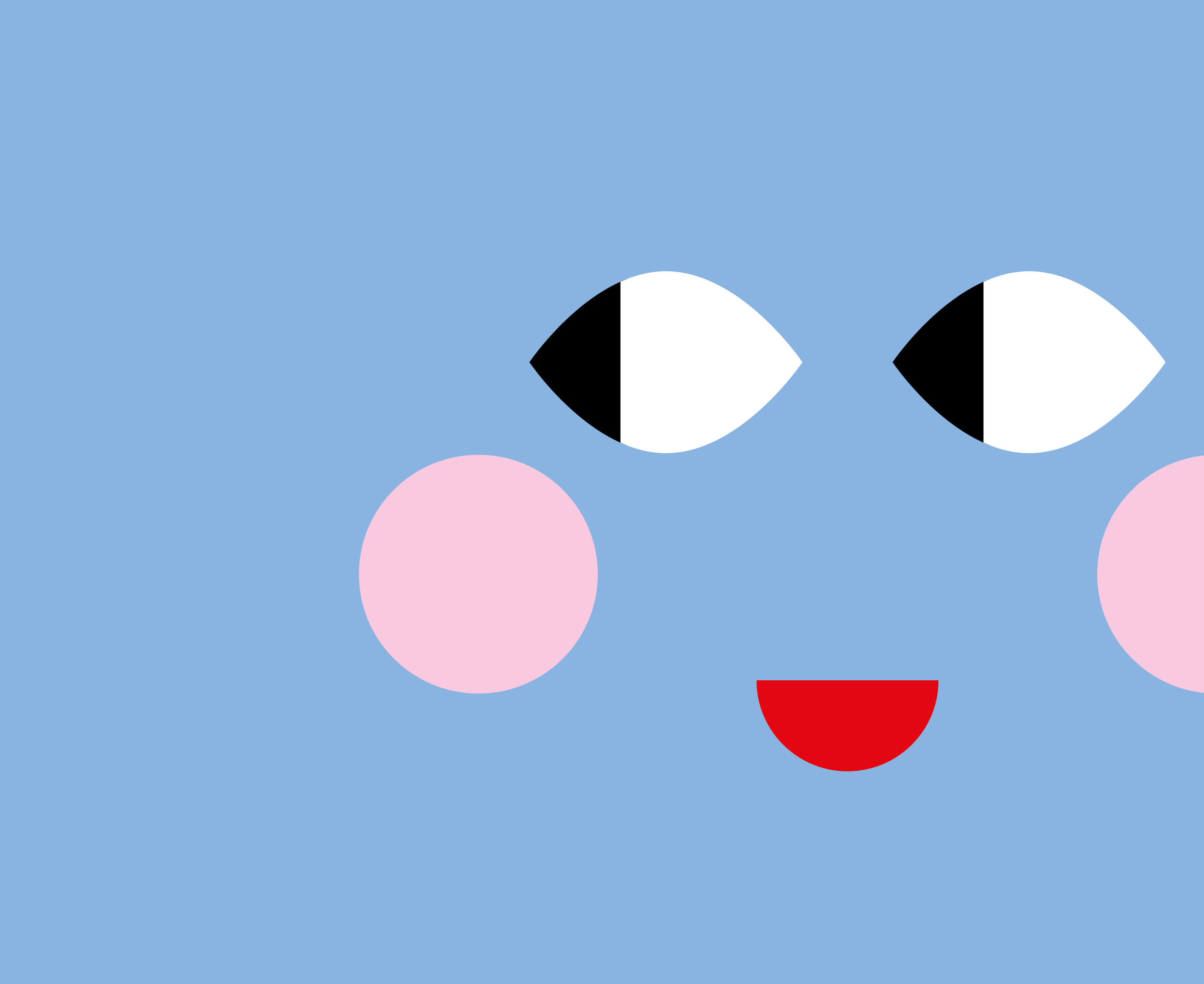 Grafisches lachendes Gesicht auf hellblauen Hintergrund