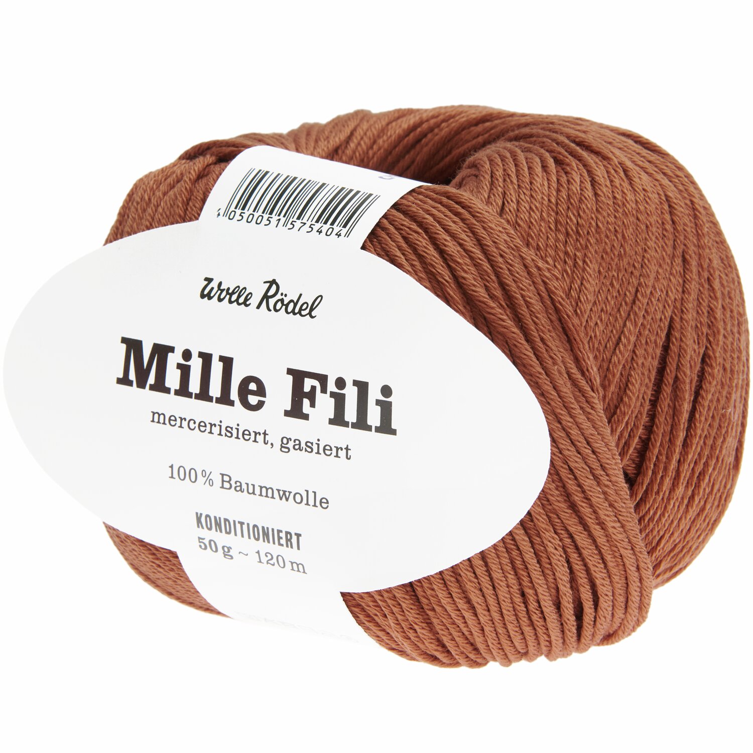 Mille Fili Wolle in Rot-Braun, 100% Baumwolle, 50g 120m, von Wolle Rödel, ideal zum Stricken.
