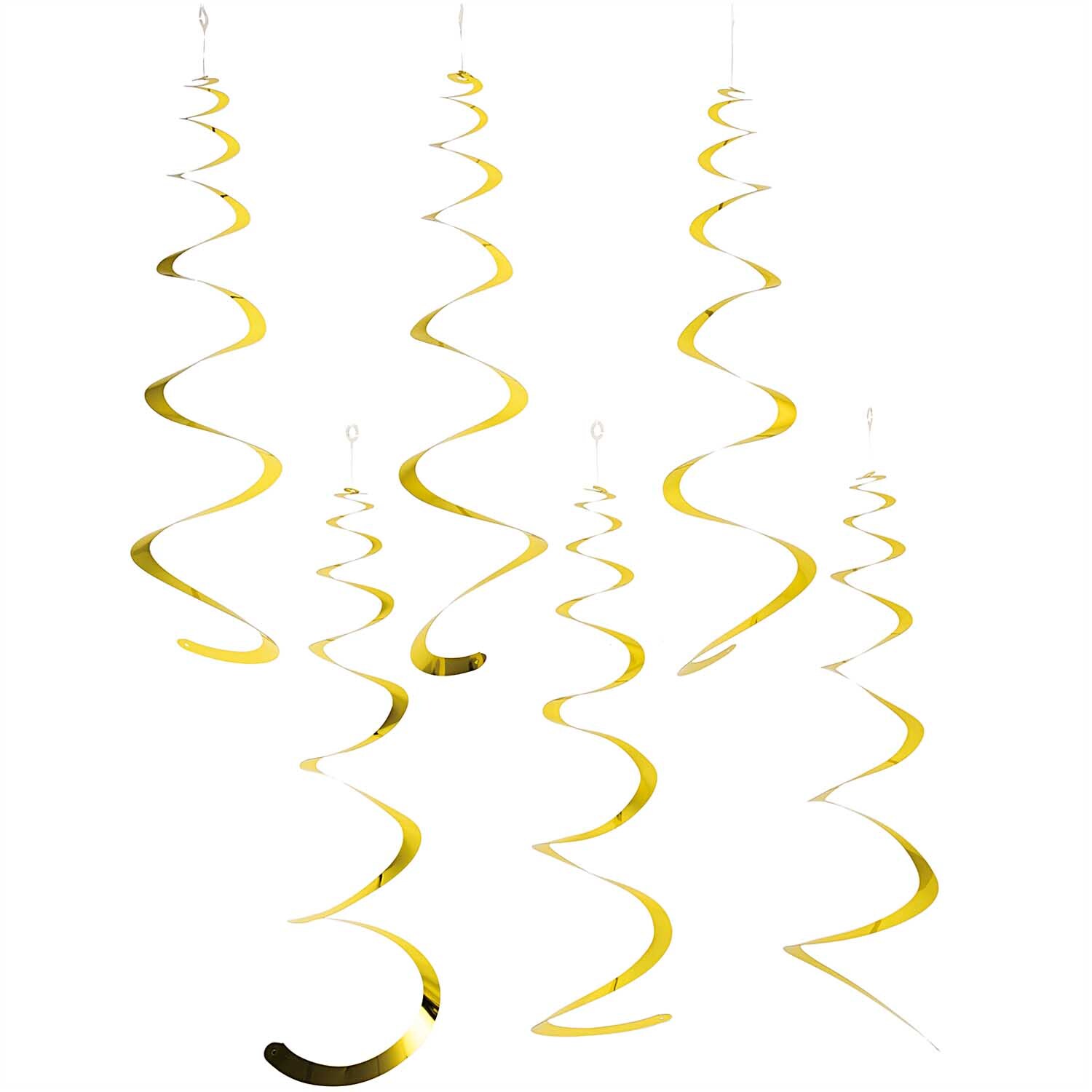 Spiralluftschlangen 50cm 6 Stück Farbe Gold von Rico Design Spiralluftschlangen 50cm 6 Stück: Goldene Spiralen von Rico Design, elegant hängend, ideal für festliche Dekorationen.