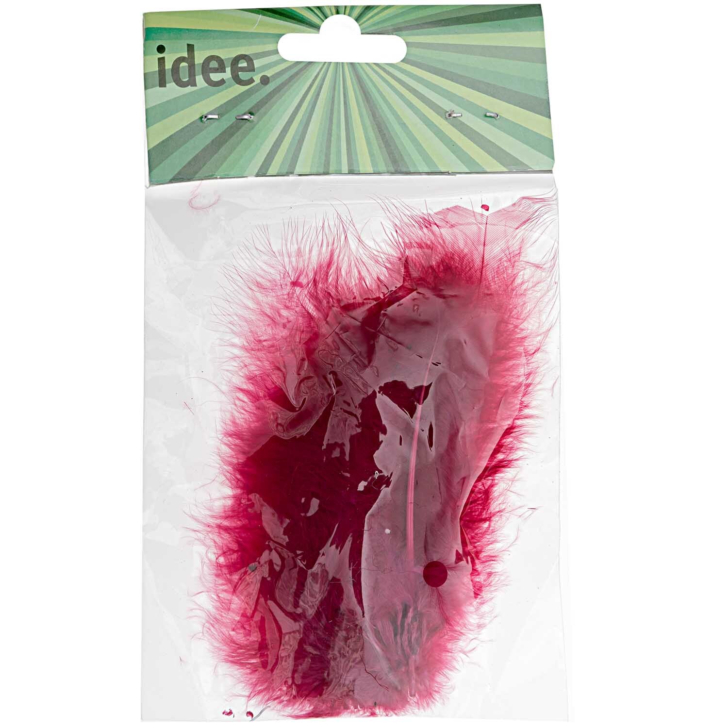 Softfeder 10 Stück: Dunkelrote Federn von idee. Creativmarkt in einer transparenten Verpackung. Ideal für kreative Bastelprojekte.