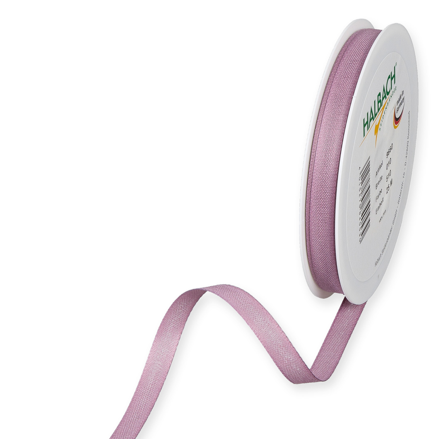 Halbach Dekoband in Baumwolloptik 10mm 7m Weiß-rosa