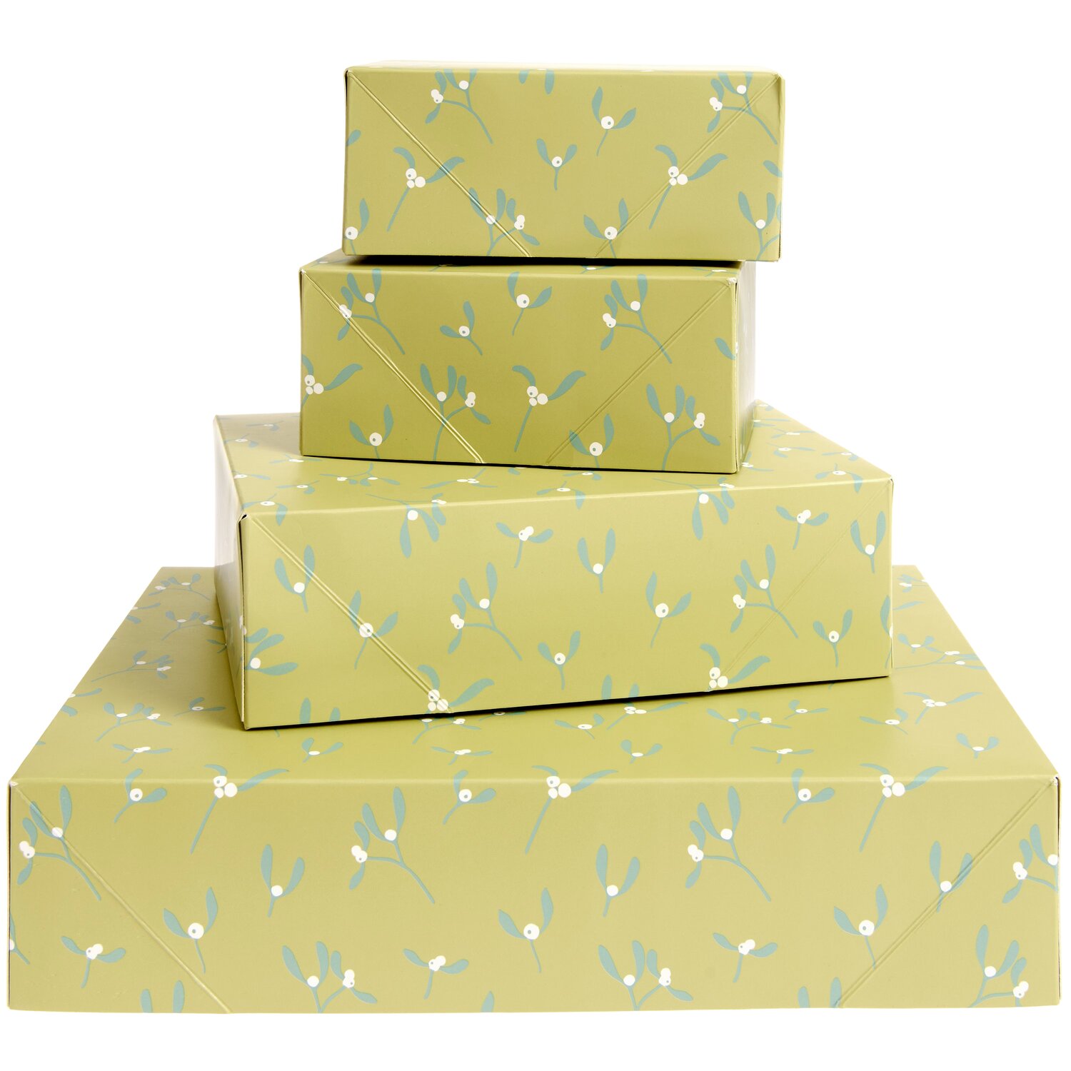 Paper Poetry Papierschachtel Set Advent Mistelzweig Hellgrün 4 Stück von Rico Design