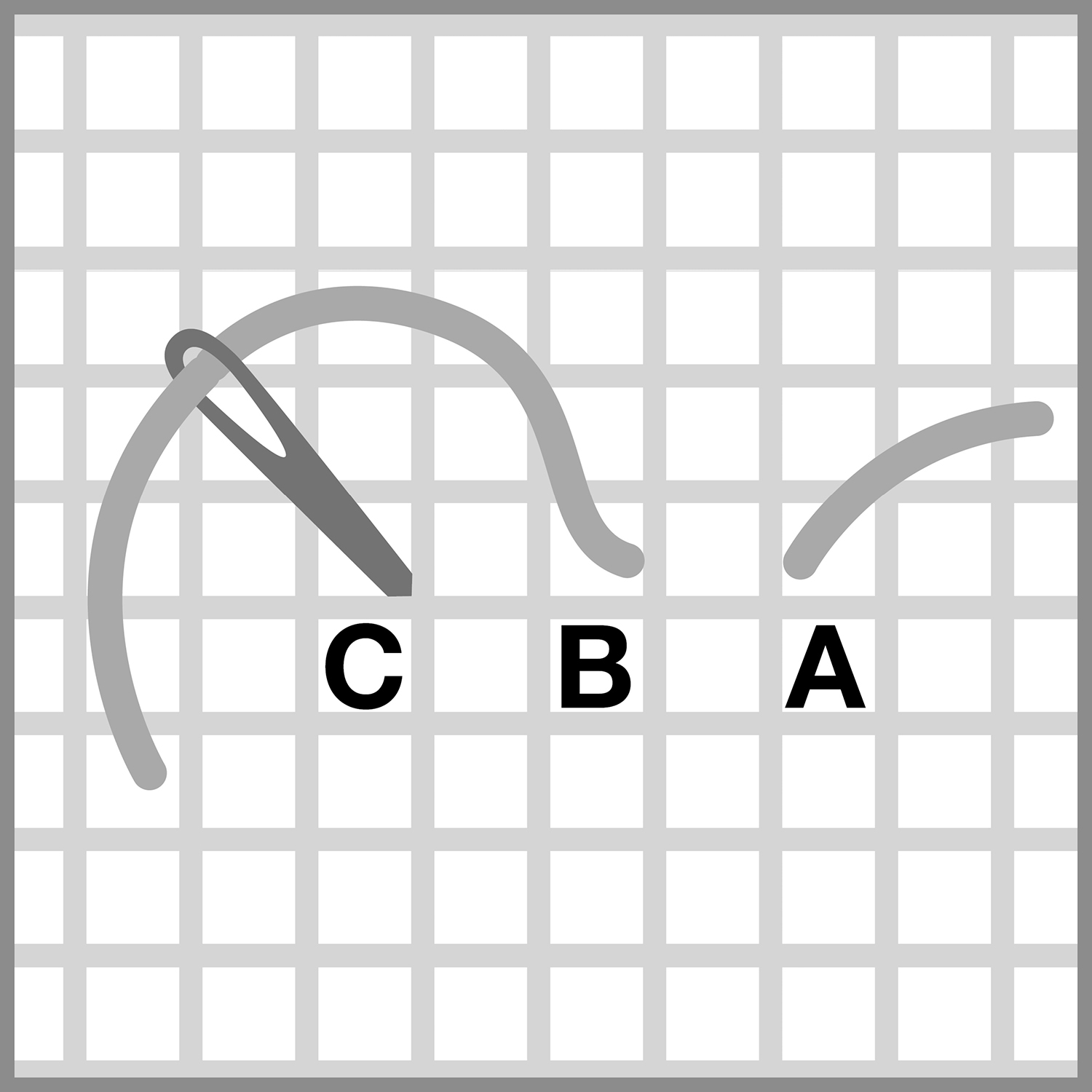 Eine Grafik veranschaulicht die Abfolge eines Befestigungsstichs