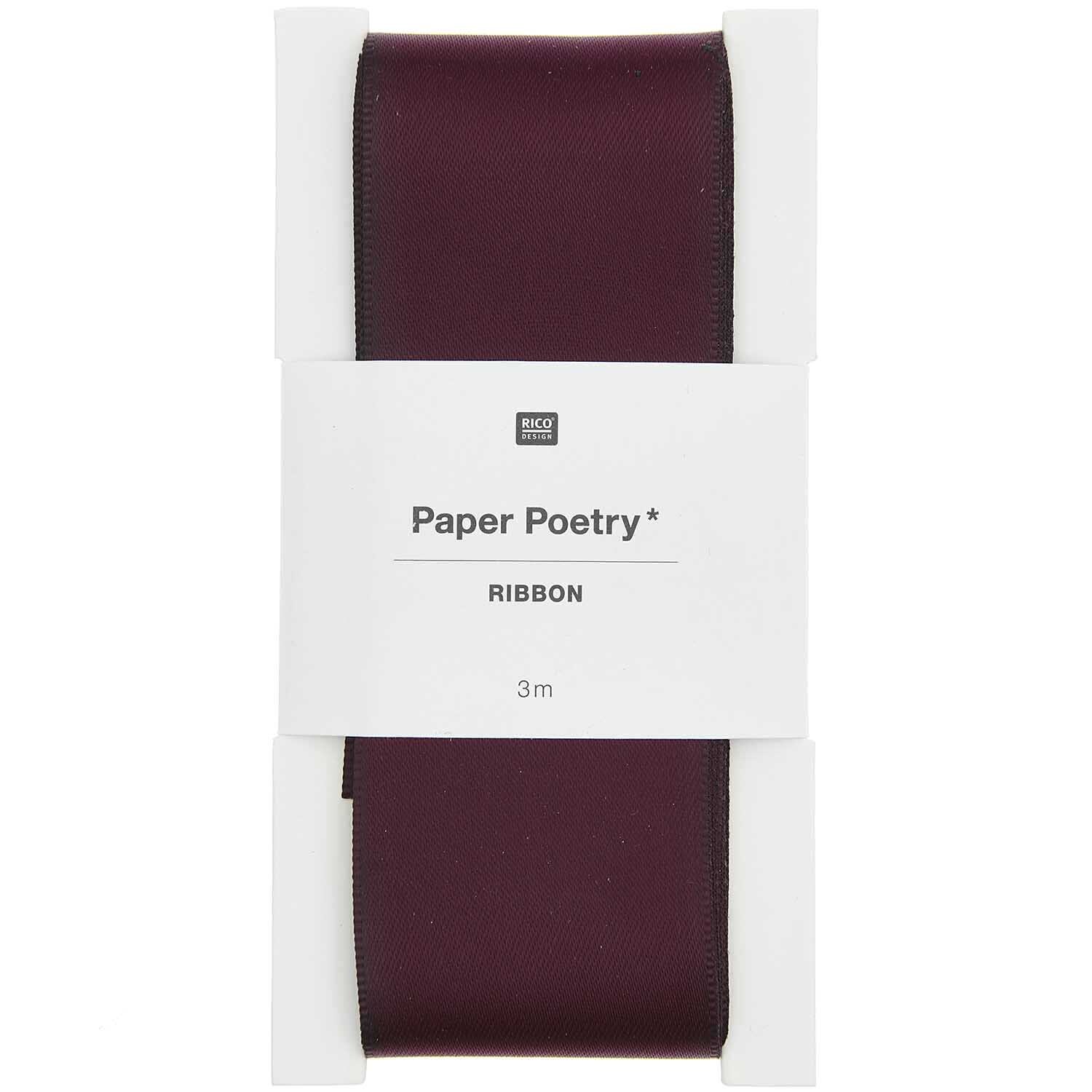 Paper Poetry Satinband 38mm 3m Farbe Rosine von Rico Design