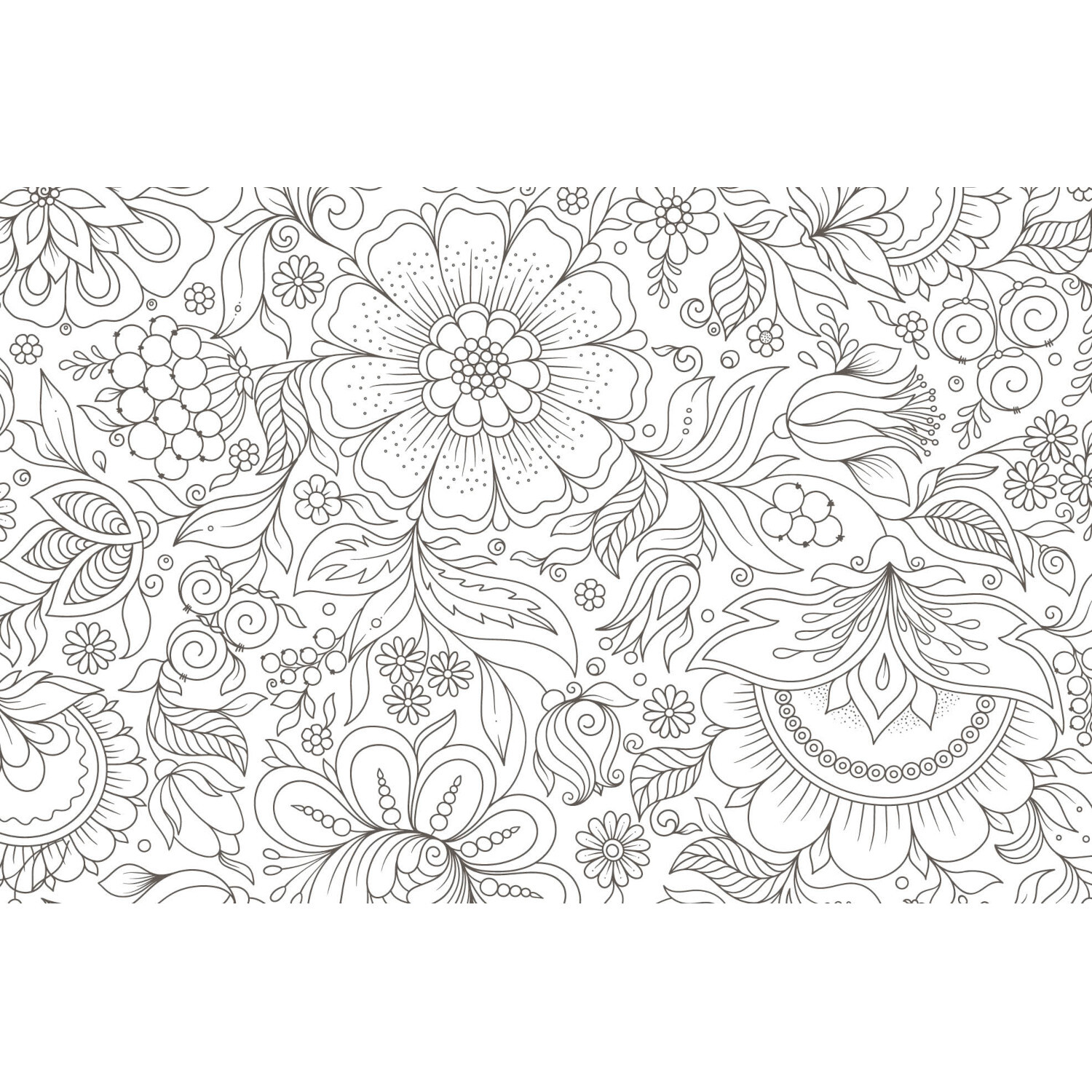 Colorful Mandala Botanischer Garten: Detailliertes Schwarz-Weiß-Muster mit floralen Elementen. Ideal zum Ausmalen und Entspannen.