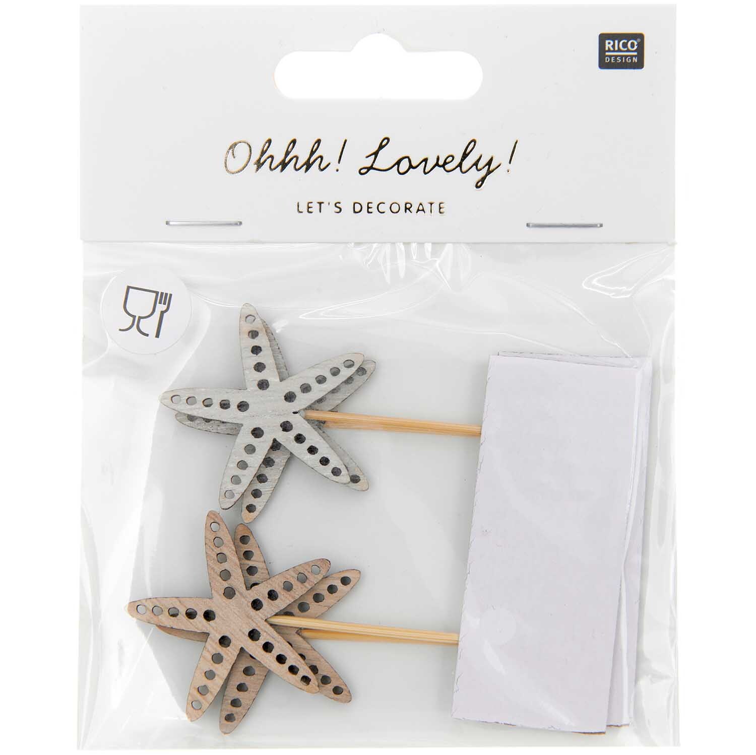 Deko-Picker Seestern Mix natur 7,5cm 4 Stück