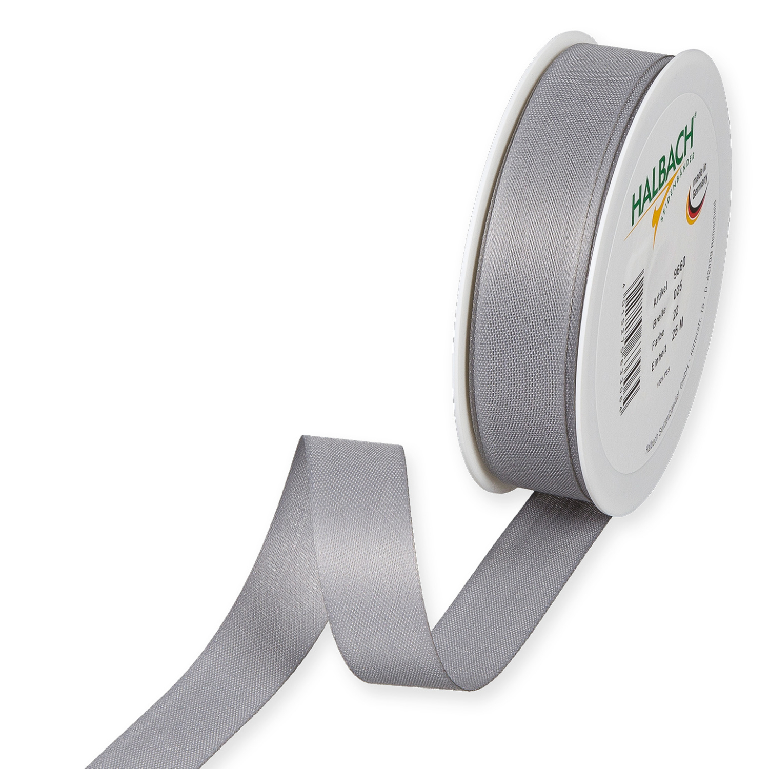 Halbach Dekoband in Baumwolloptik 25mm 5m Grau