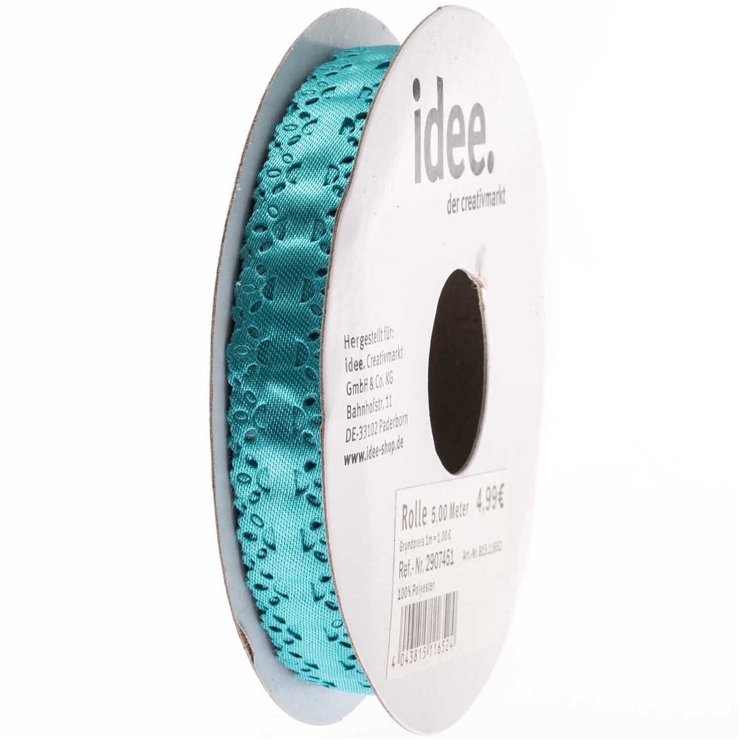 Band Bordüre 15mm 5m: Rolle mit aqua-farbenem Band von idee. Creativmarkt, ideal für kreative Projekte.