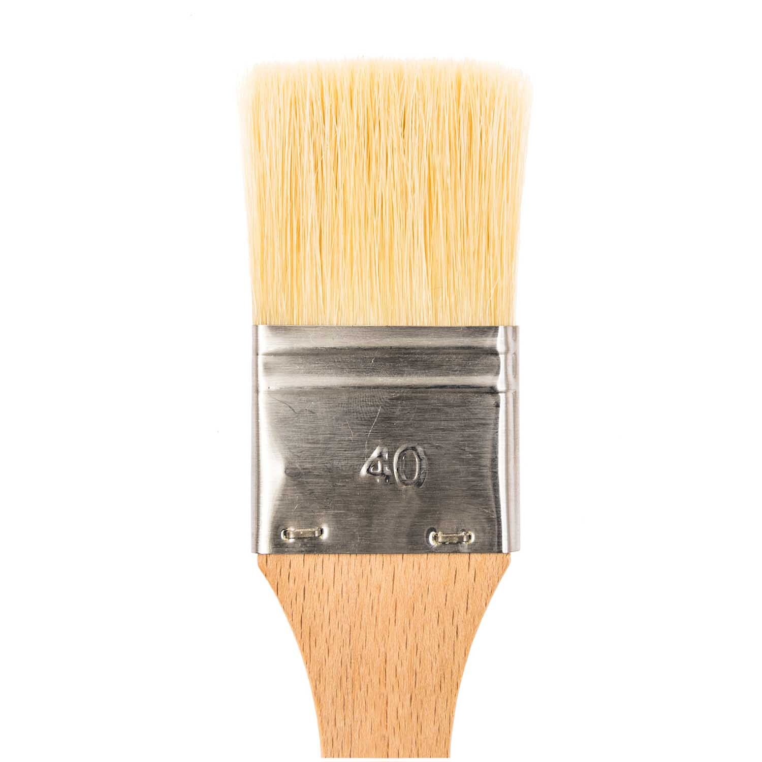 Pinsel Hobby Borste breit von Rico Design, mit hellem Holzgriff und breiten, hellen Borsten.