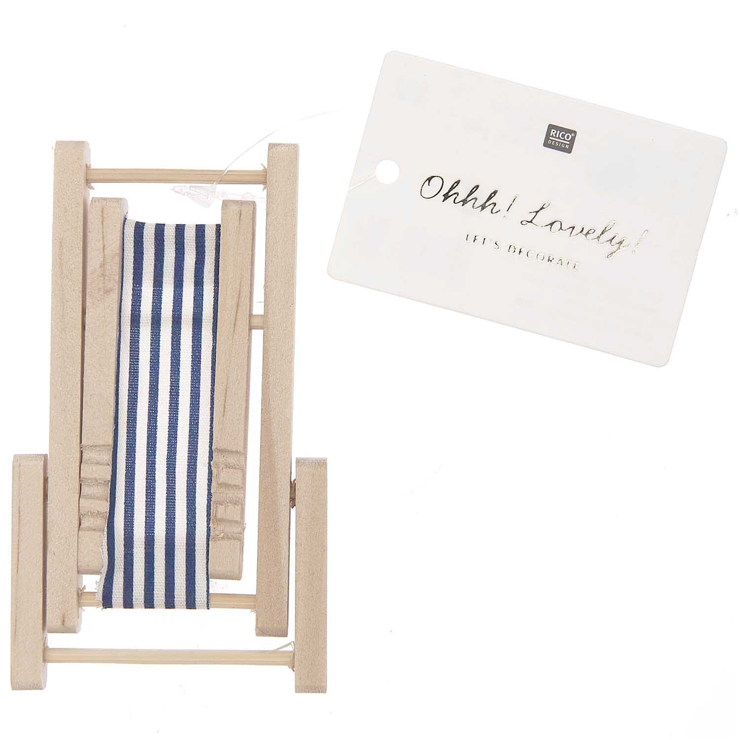 Deko-Liegestuhl blau-weiß von Rico Design