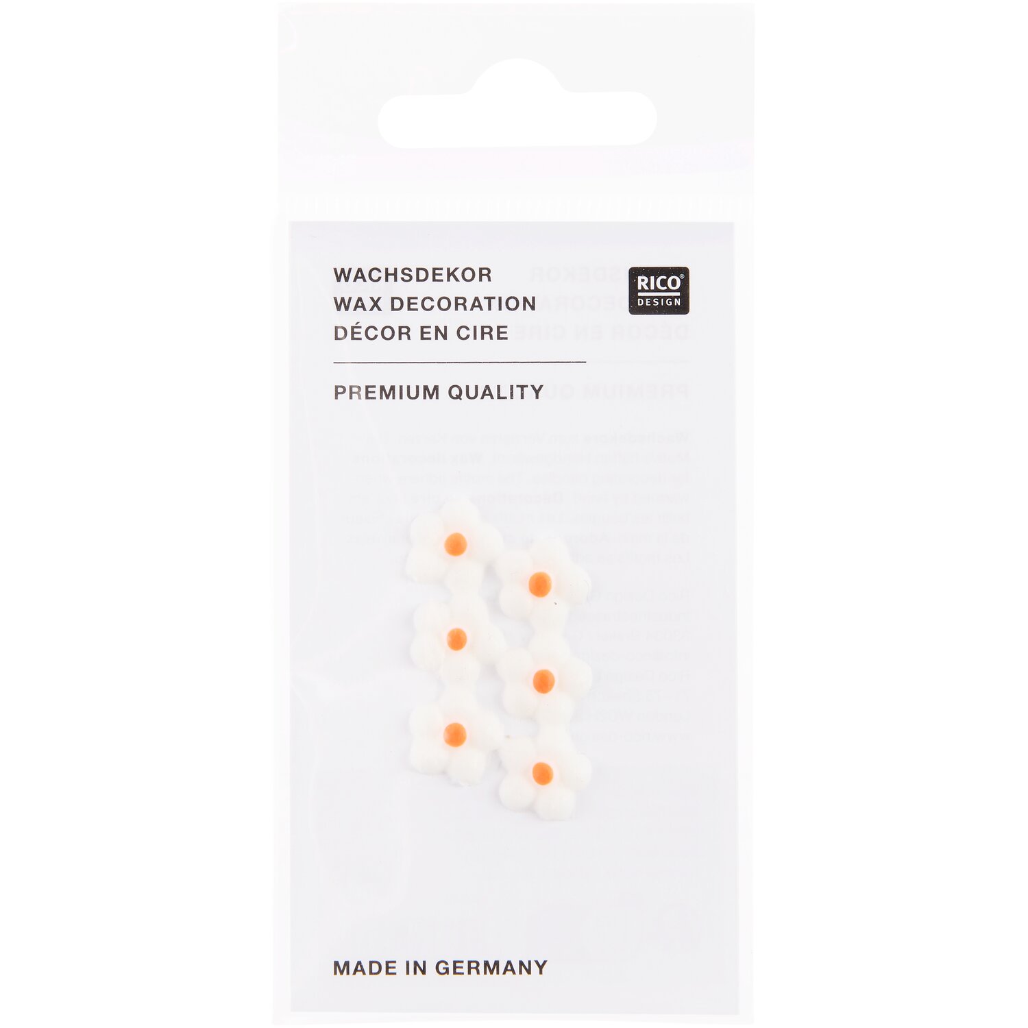 Wachsdekor Blüte mit Punkt Farbe Neon Orange von Rico Design