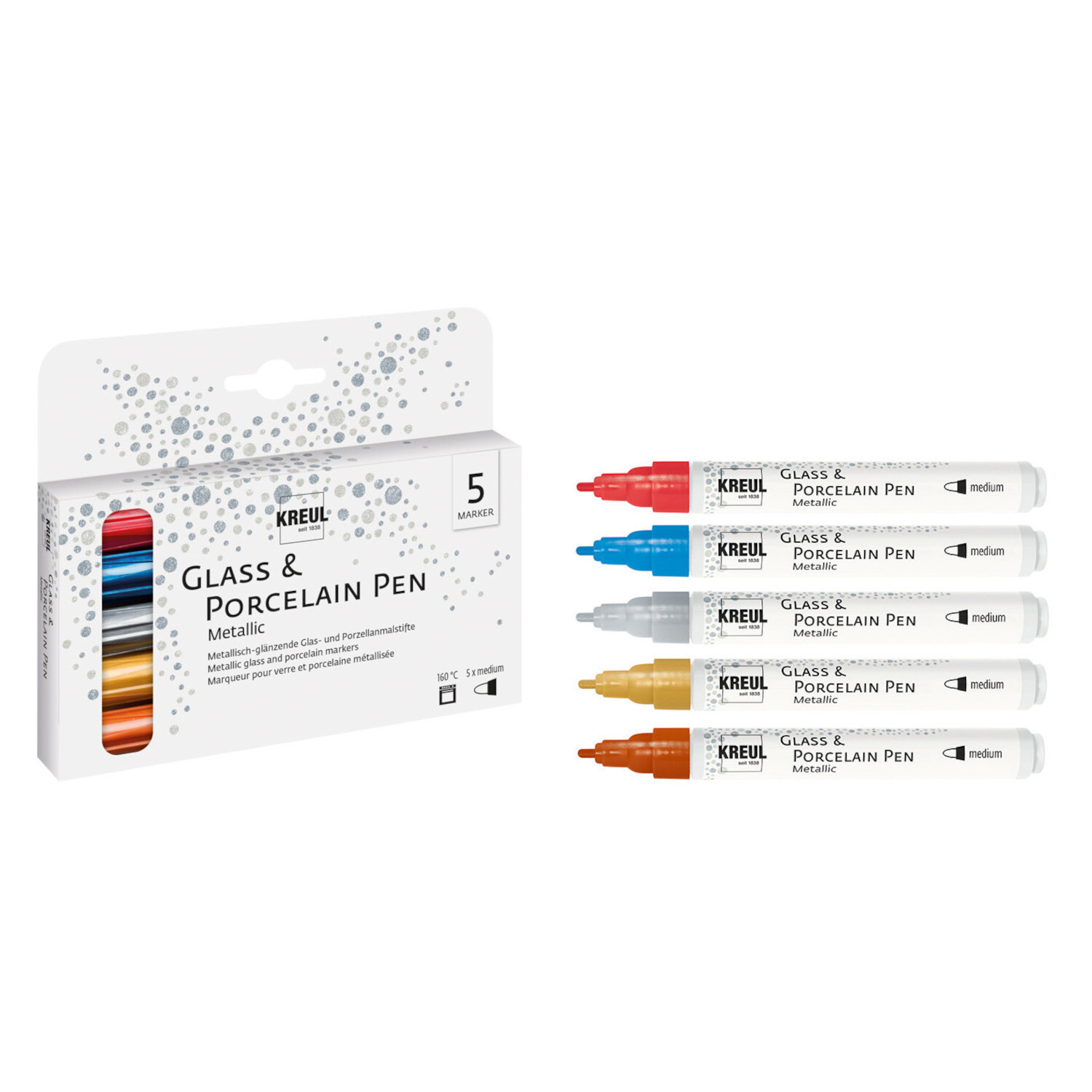 Glass & Porcelain Pen Metallic medium Set 5-teilig von C.Kreul 
