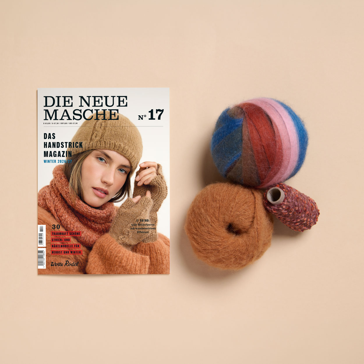 Die Neue Masche N° 17 Heft mit 3 Wollknäuel