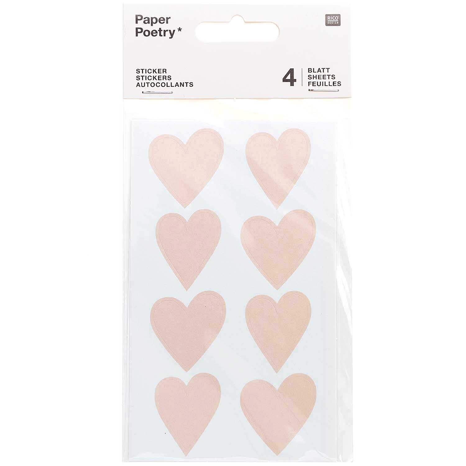 Paper Poetry Sticker Herzen 4 Blatt Paper Poetry Sticker Herzen 4 Blatt