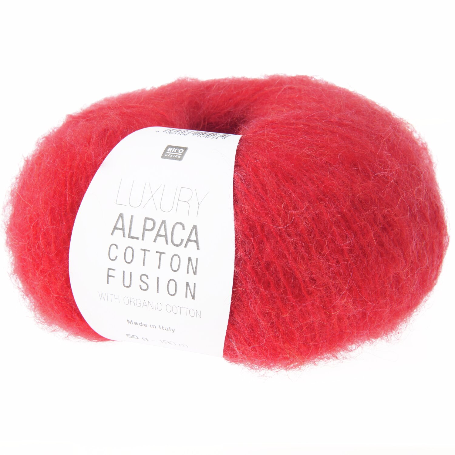 Luxury Alpaca Cotton Fusion: Weiches, rotes Garn von Rico Design, ideal für Strickprojekte, 50g 190m.