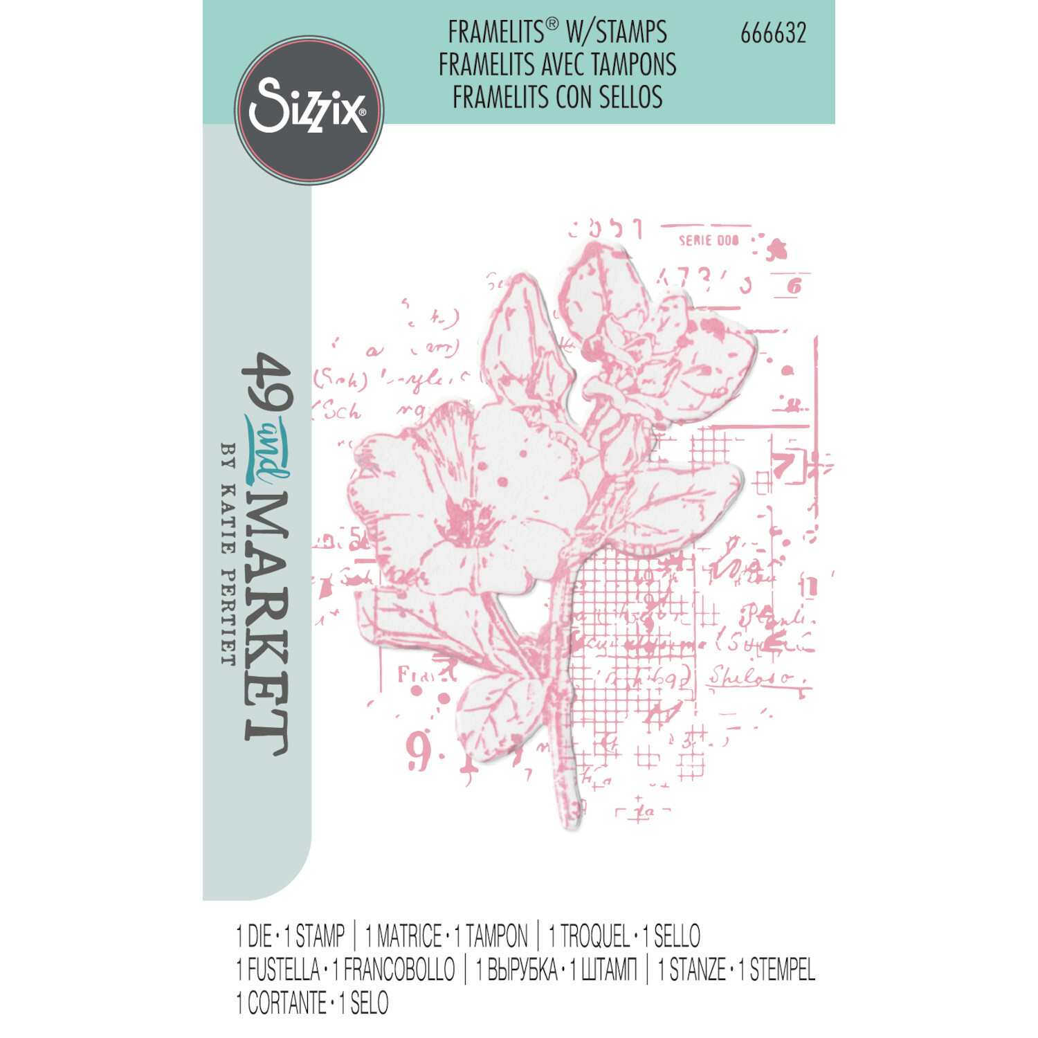 Framelits Floral Mix Cluster Set mit rosa Blumenmotiv und Stempel von Sizzix, ideal für kreative Projekte.