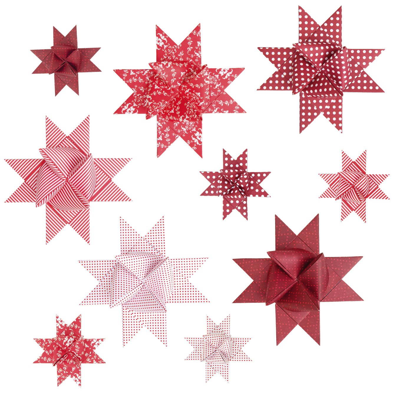 Paper Poetry Fröbelstreifen rot-weiß mix 60 Stück, dekorative Faltsterne aus gemusterten Streifen von Rico Design, ideal für weihnachtliche Bastelprojekte