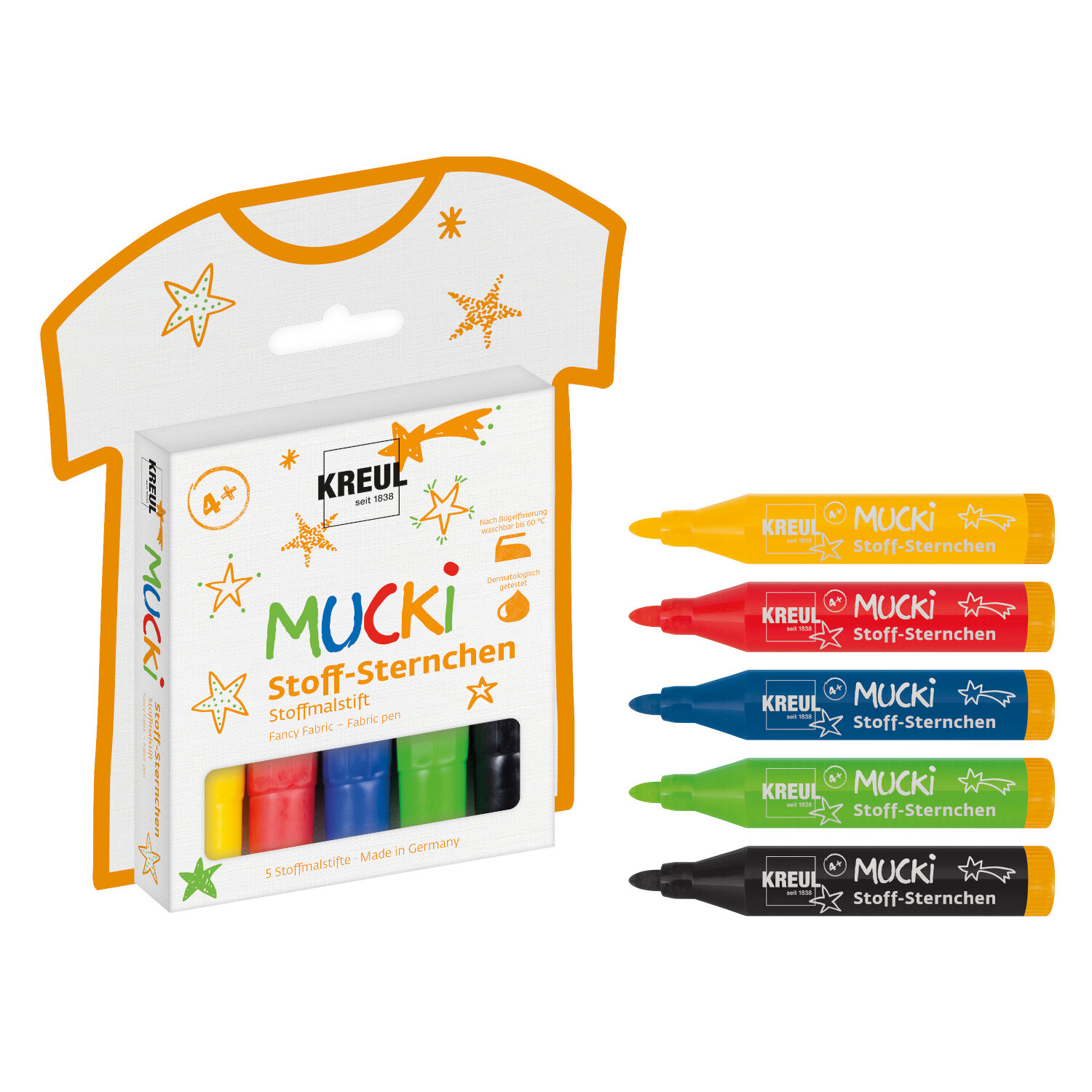 MUCKI Stoff-Sternchen Stoffmalstift Set 5-teilig von C.Kreul 