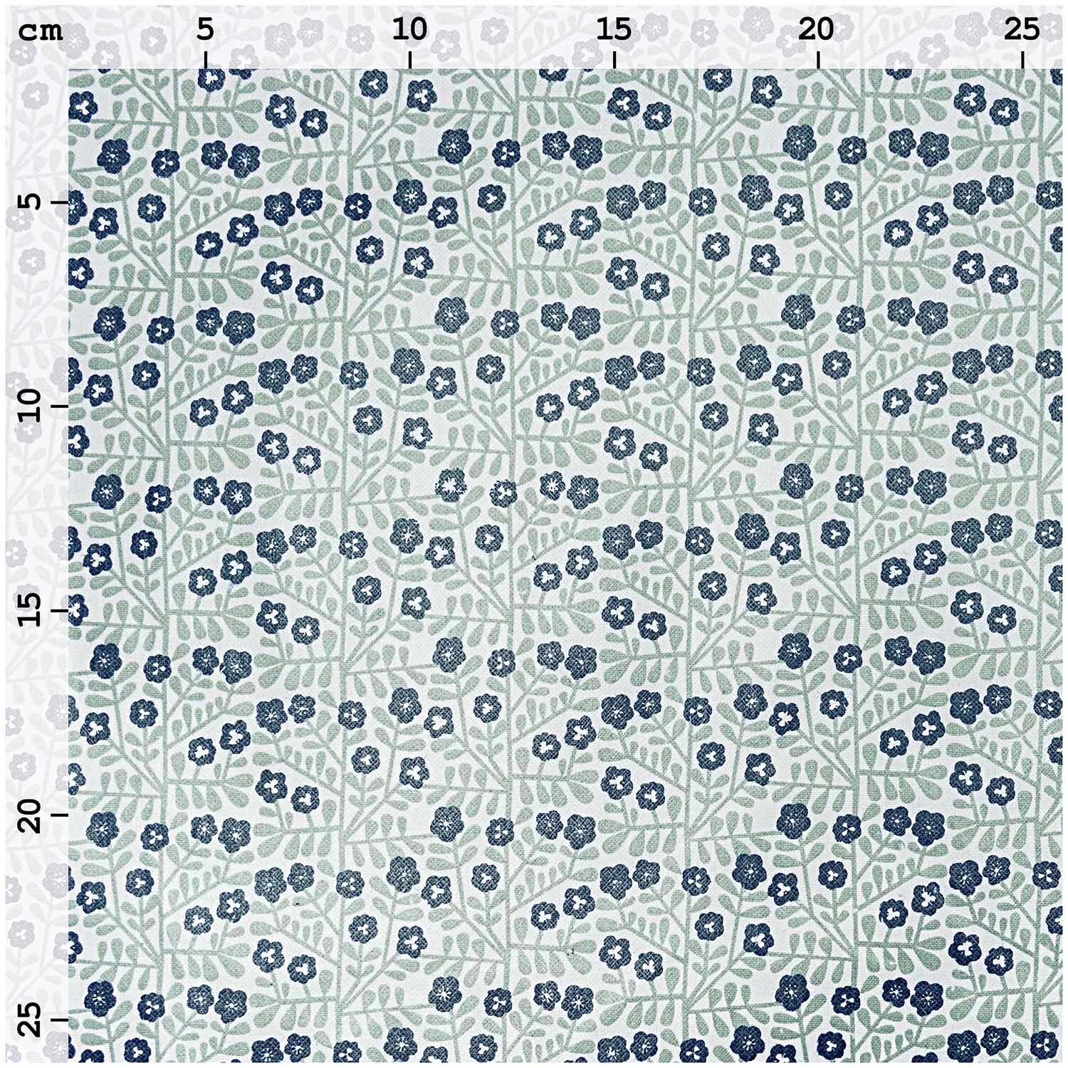 Druckstoff Blumen grün-blau 25x70cm beschichtet Druckstoff Blumen grün-blau 25x70cm beschichtet